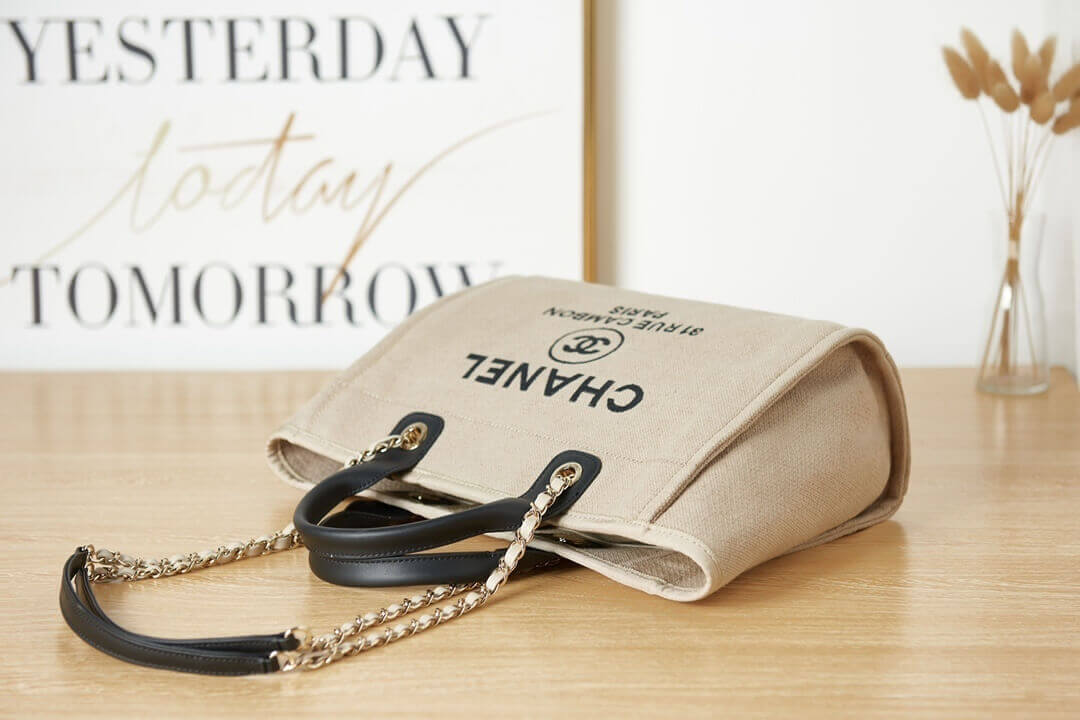 Chanel Deauville Tote Canvas Small Shoulder HandBag - Image 86