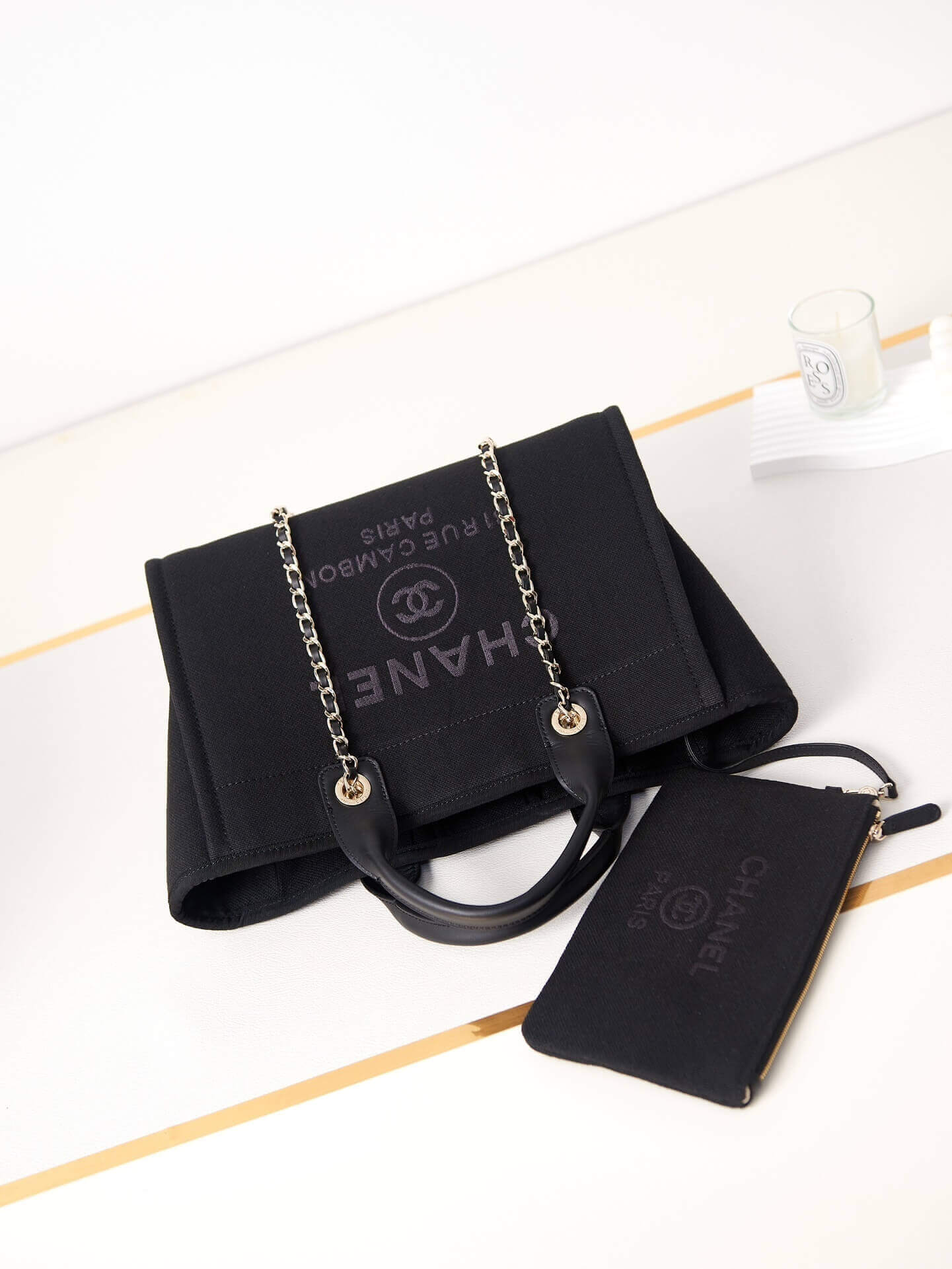 Chanel Deauville Tote Canvas Small Shoulder HandBag - Image 25