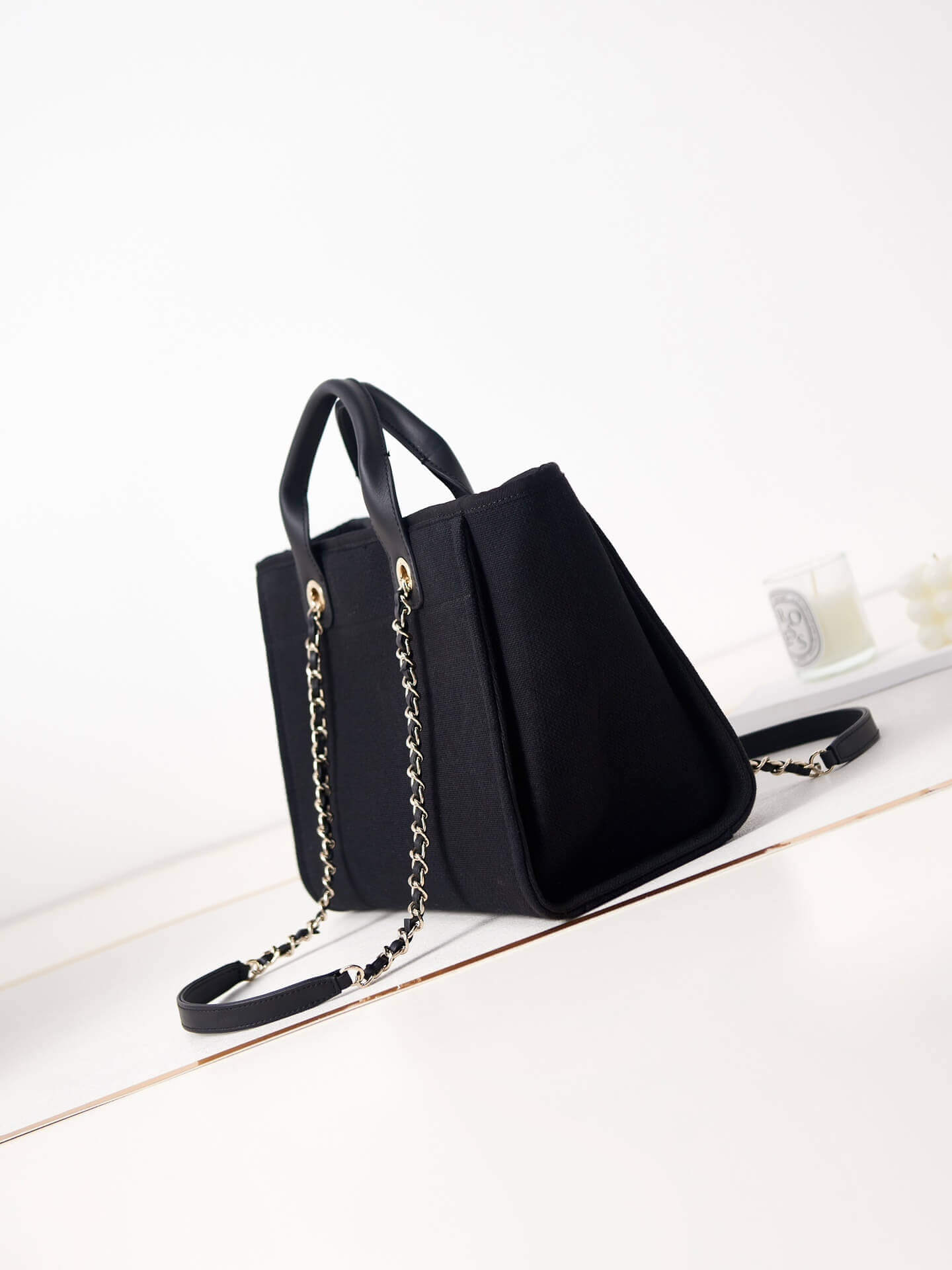 Chanel Deauville Tote Canvas Small Shoulder HandBag - Image 21