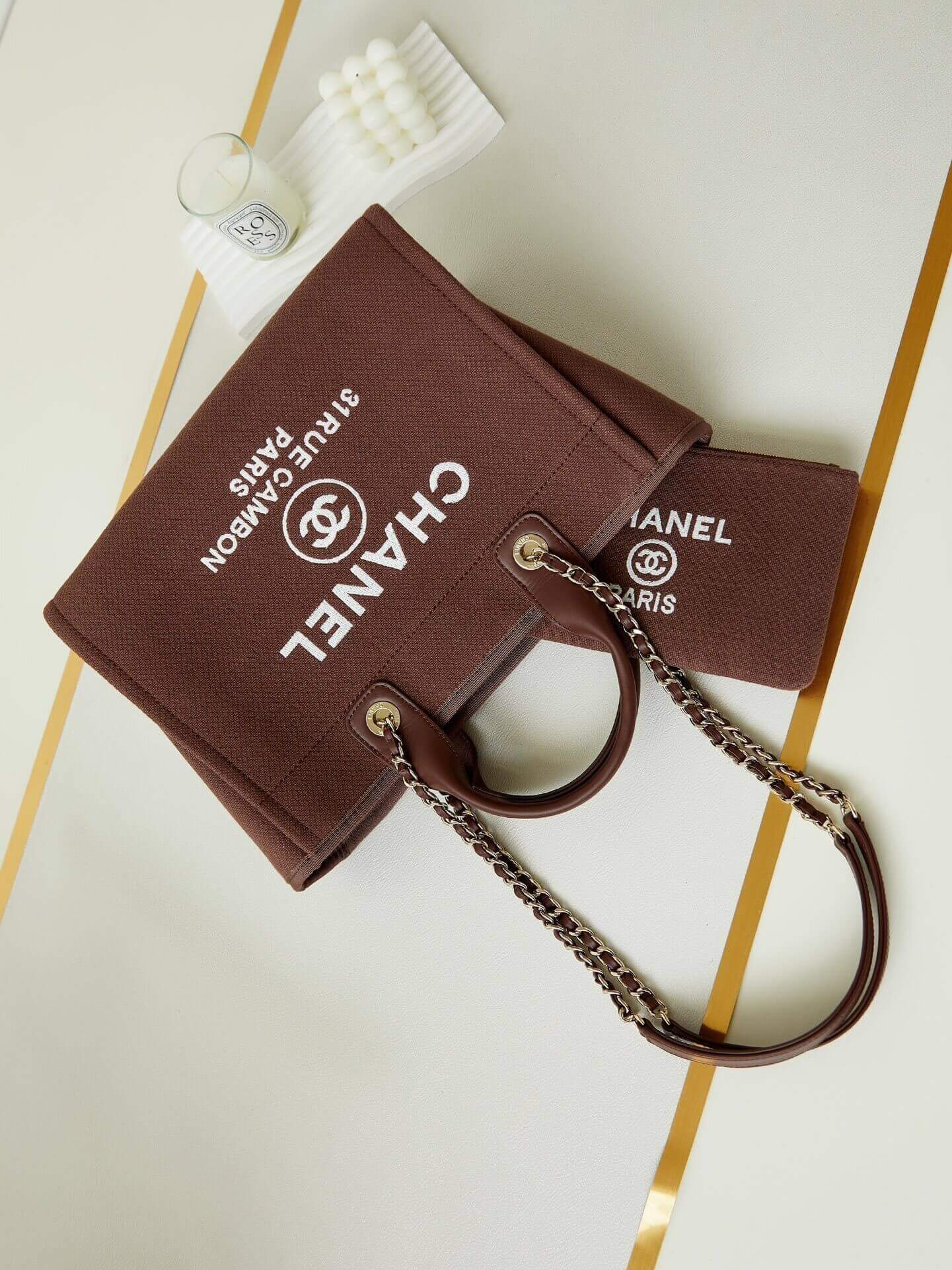 Chanel Deauville Tote Canvas Small Shoulder HandBag - Image 105