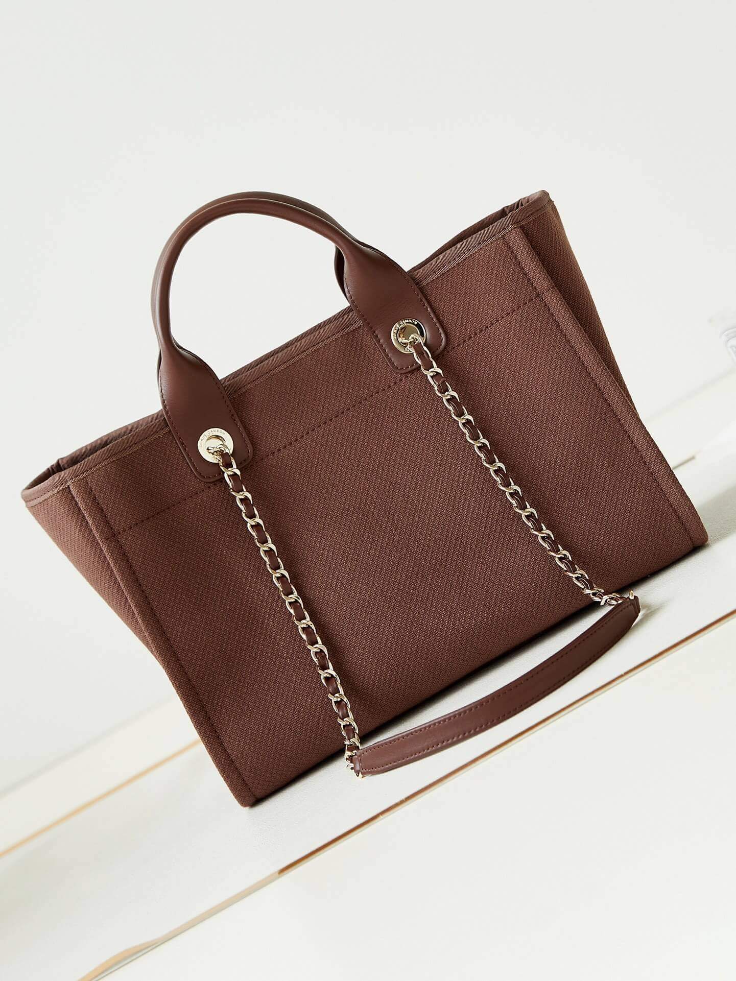 Chanel Deauville Tote Canvas Small Shoulder HandBag - Image 98