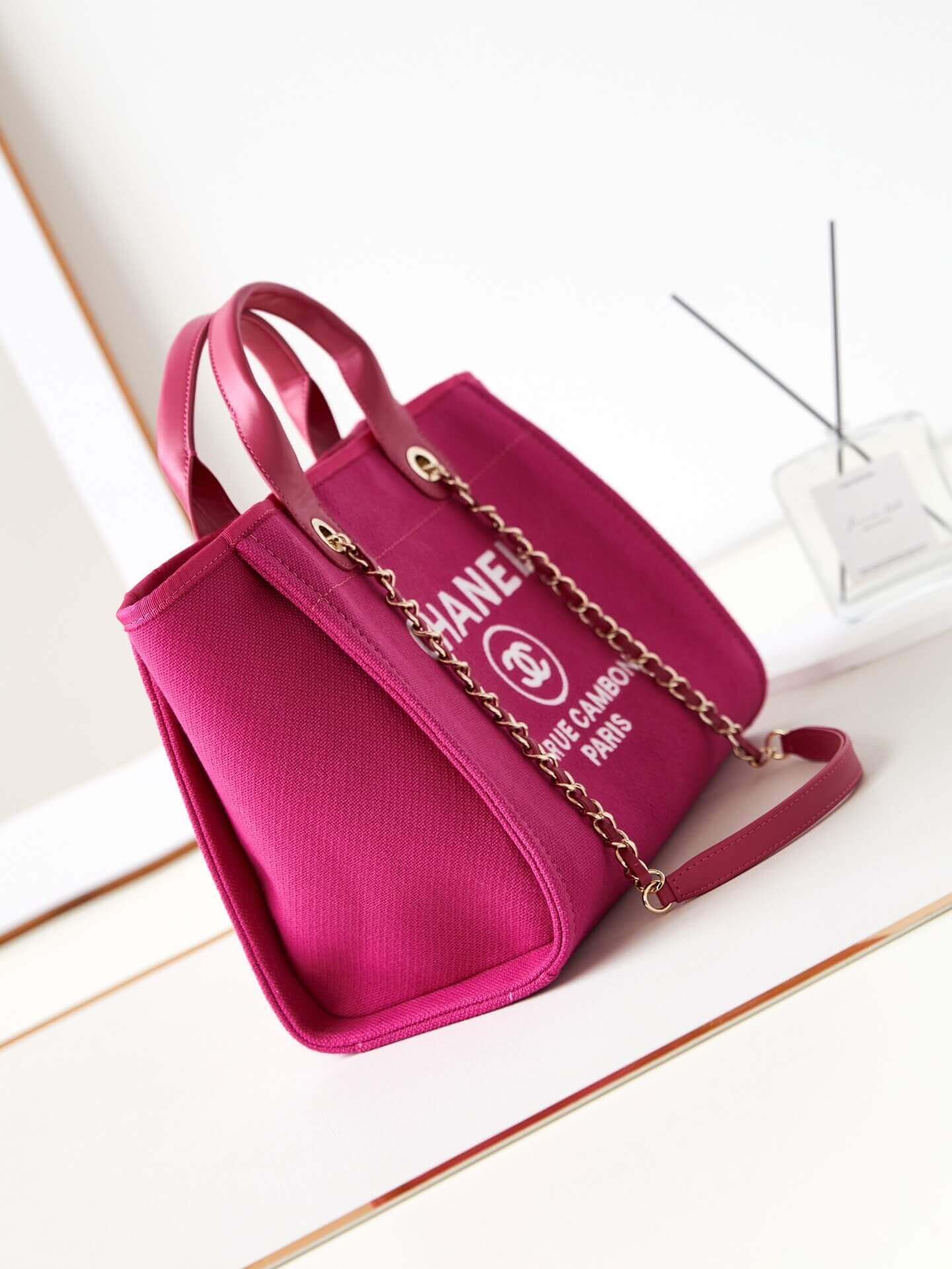 Chanel Deauville Tote Canvas Small Shoulder HandBag - Image 47