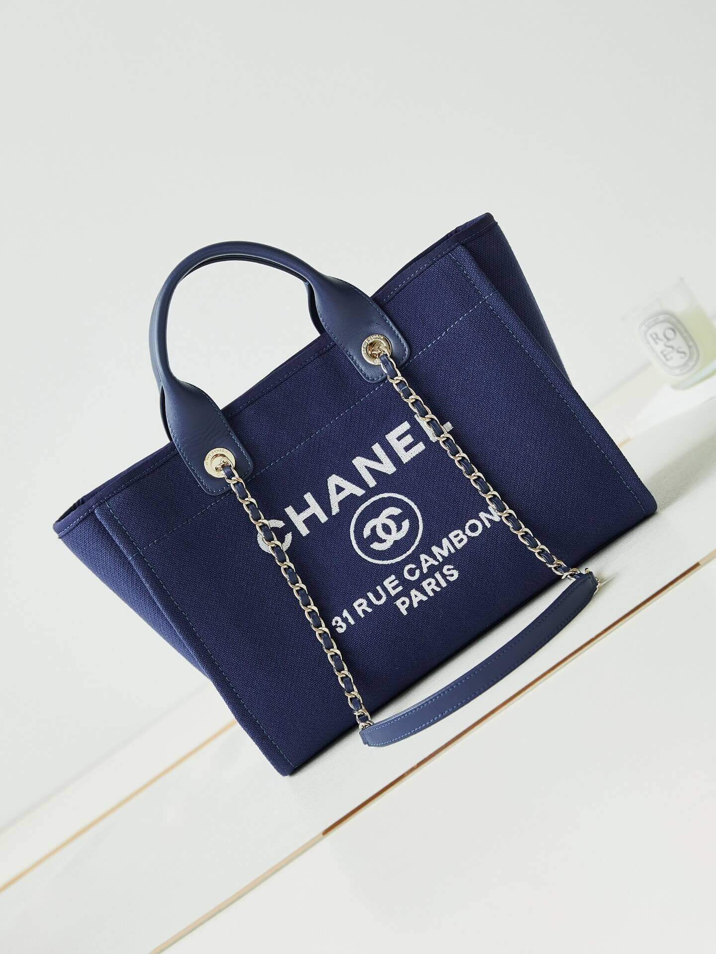 Chanel Deauville Tote Canvas Small Shoulder HandBag - Image 10