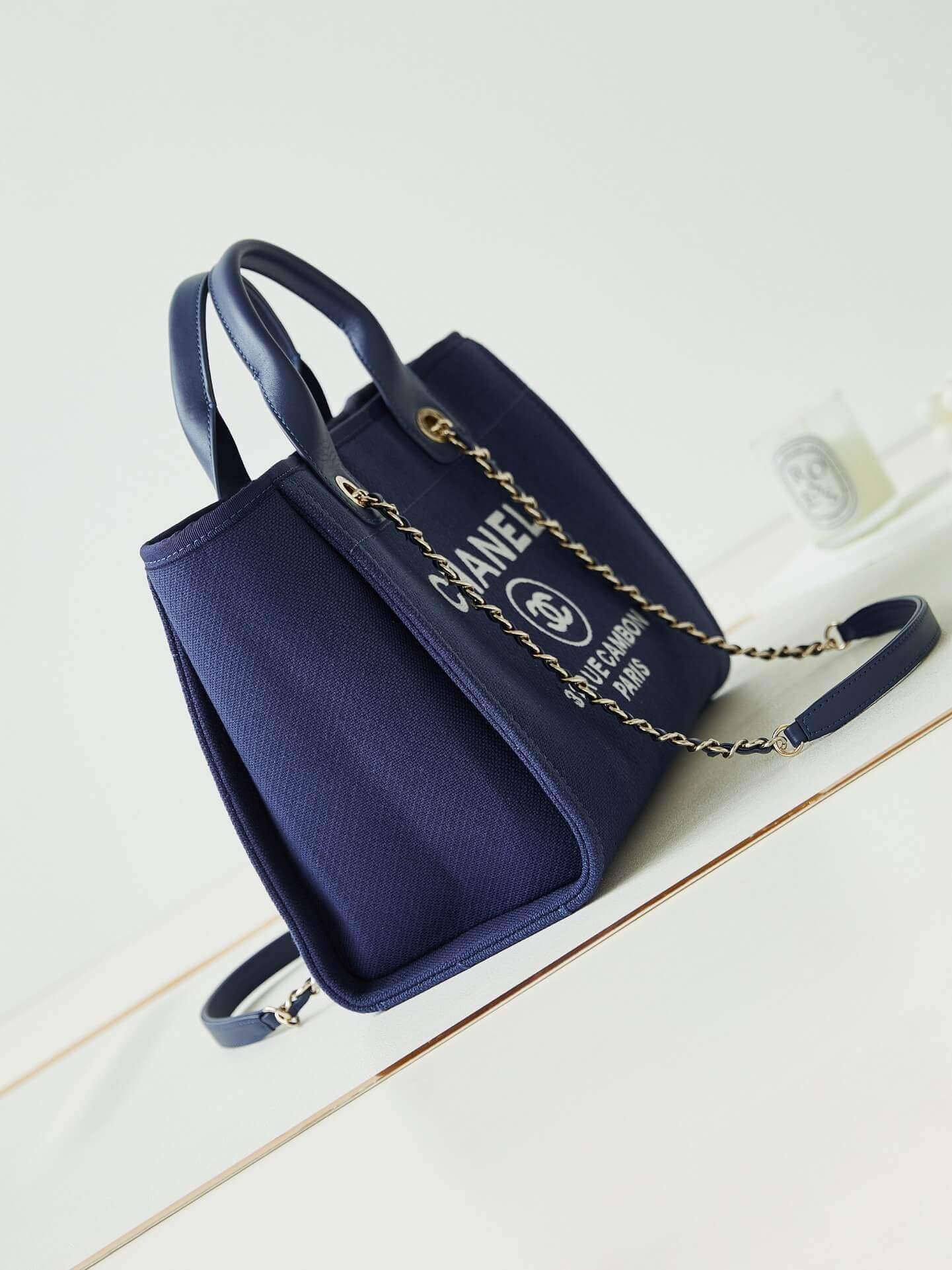 Chanel Deauville Tote Canvas Small Shoulder HandBag - Image 12