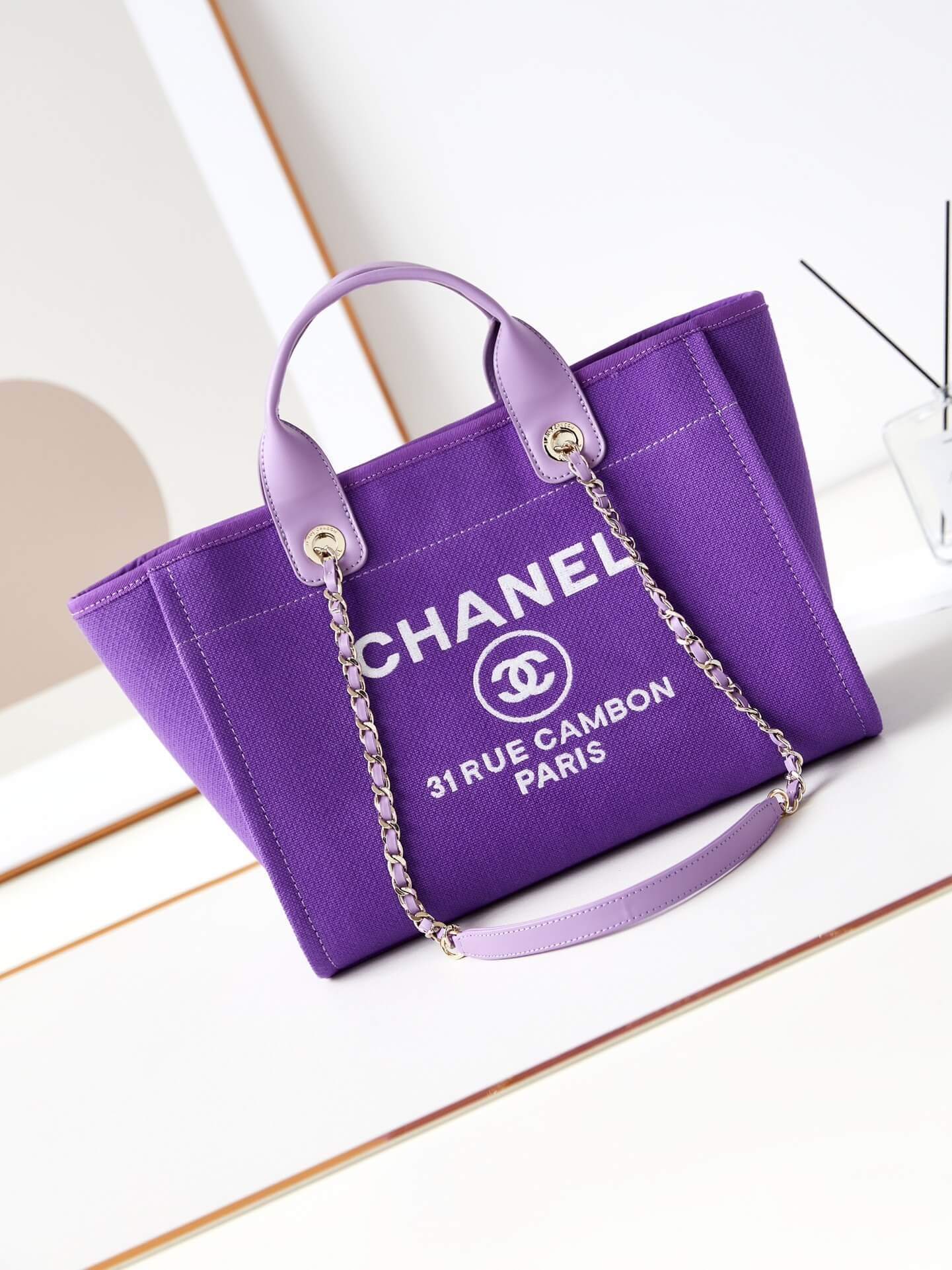 Chanel Deauville Tote Canvas Small Shoulder HandBag - Image 53