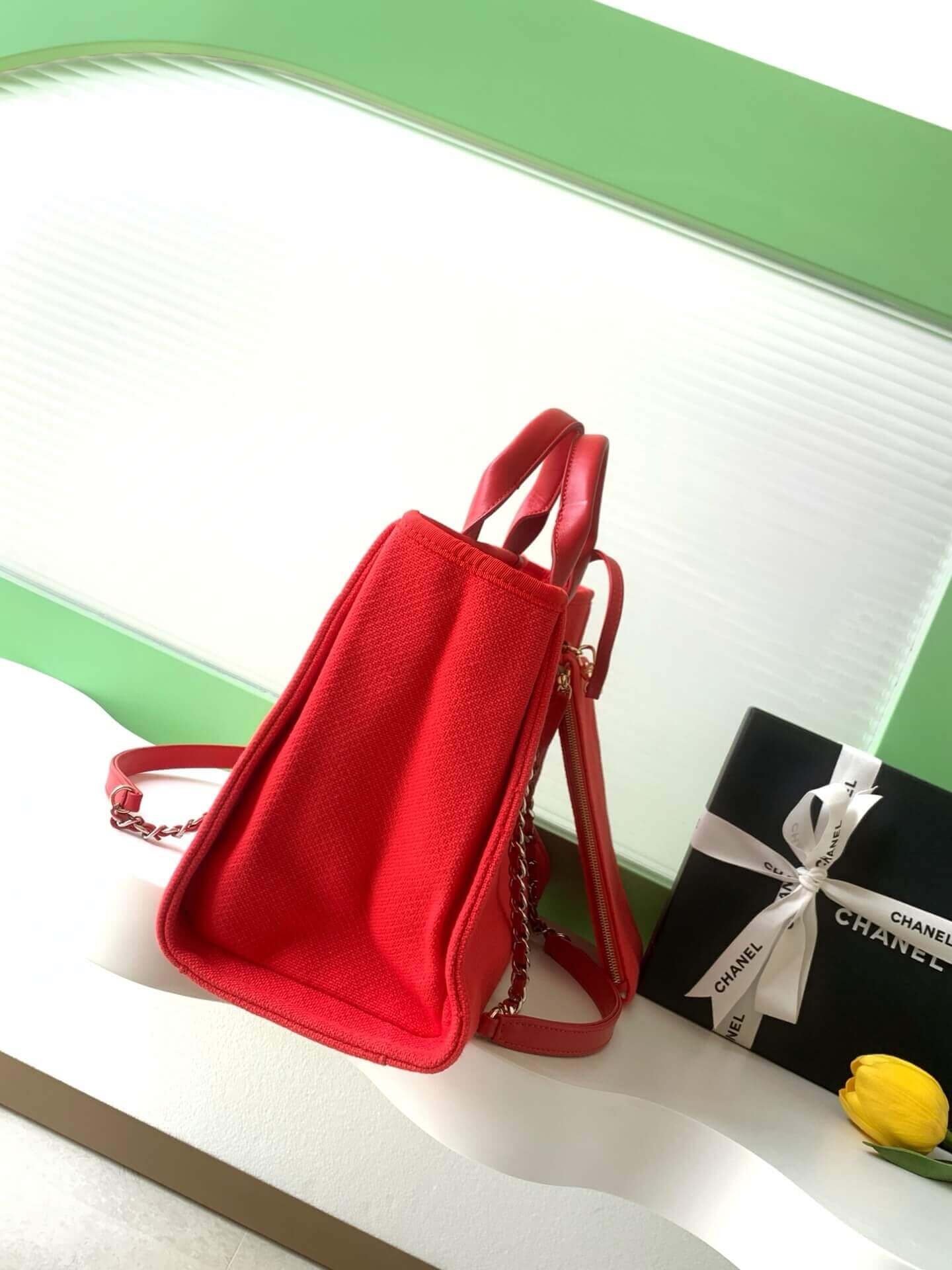 Chanel Deauville Tote Canvas Small Shoulder HandBag - Image 5