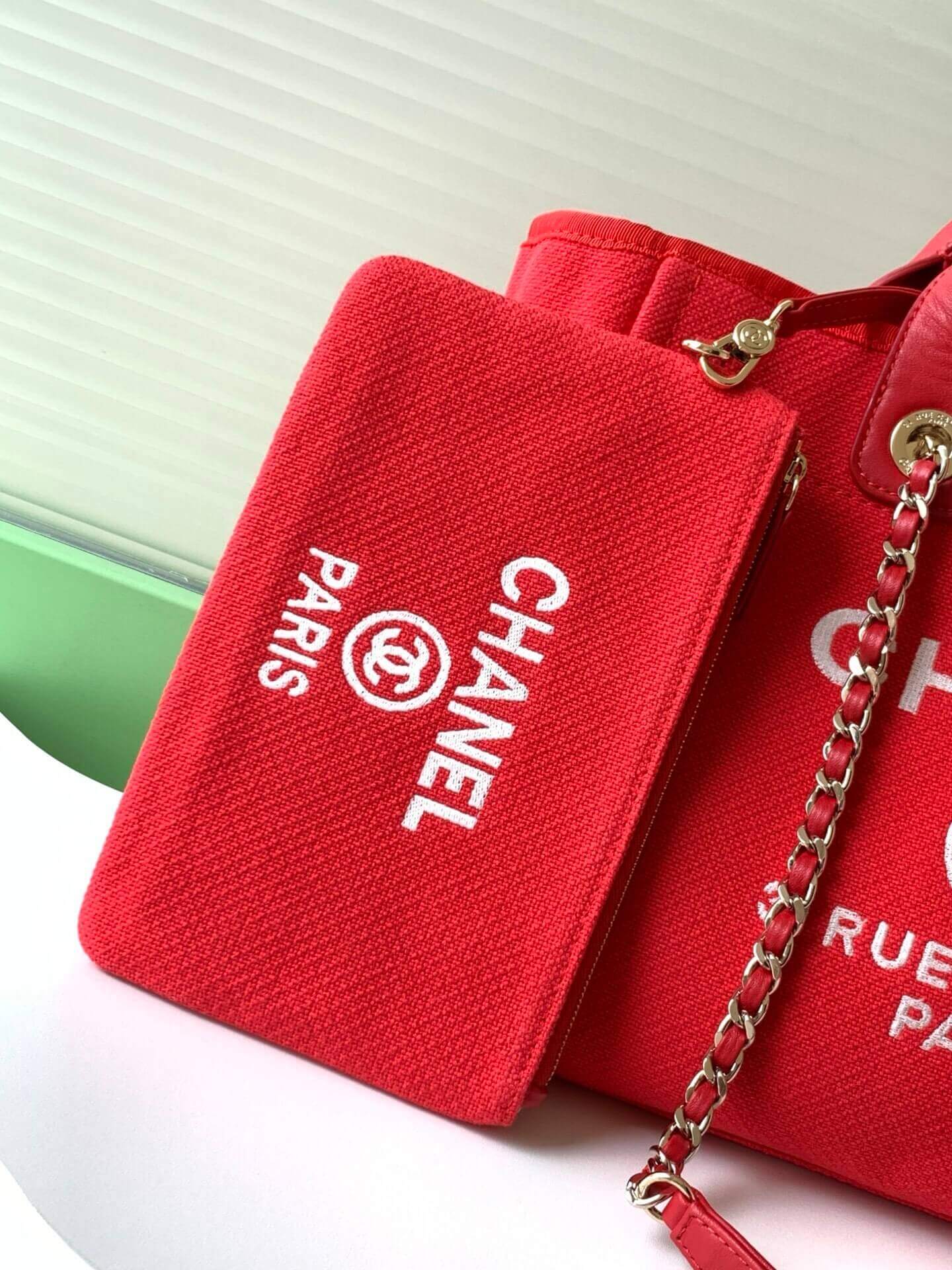 Chanel Deauville Tote Canvas Small Shoulder HandBag - Image 8