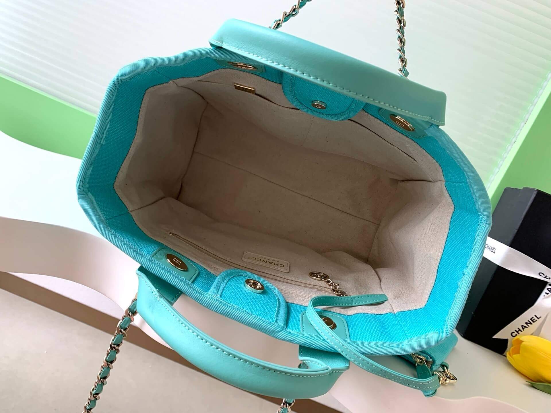 Chanel Deauville Tote Canvas Small Shoulder HandBag - Image 73