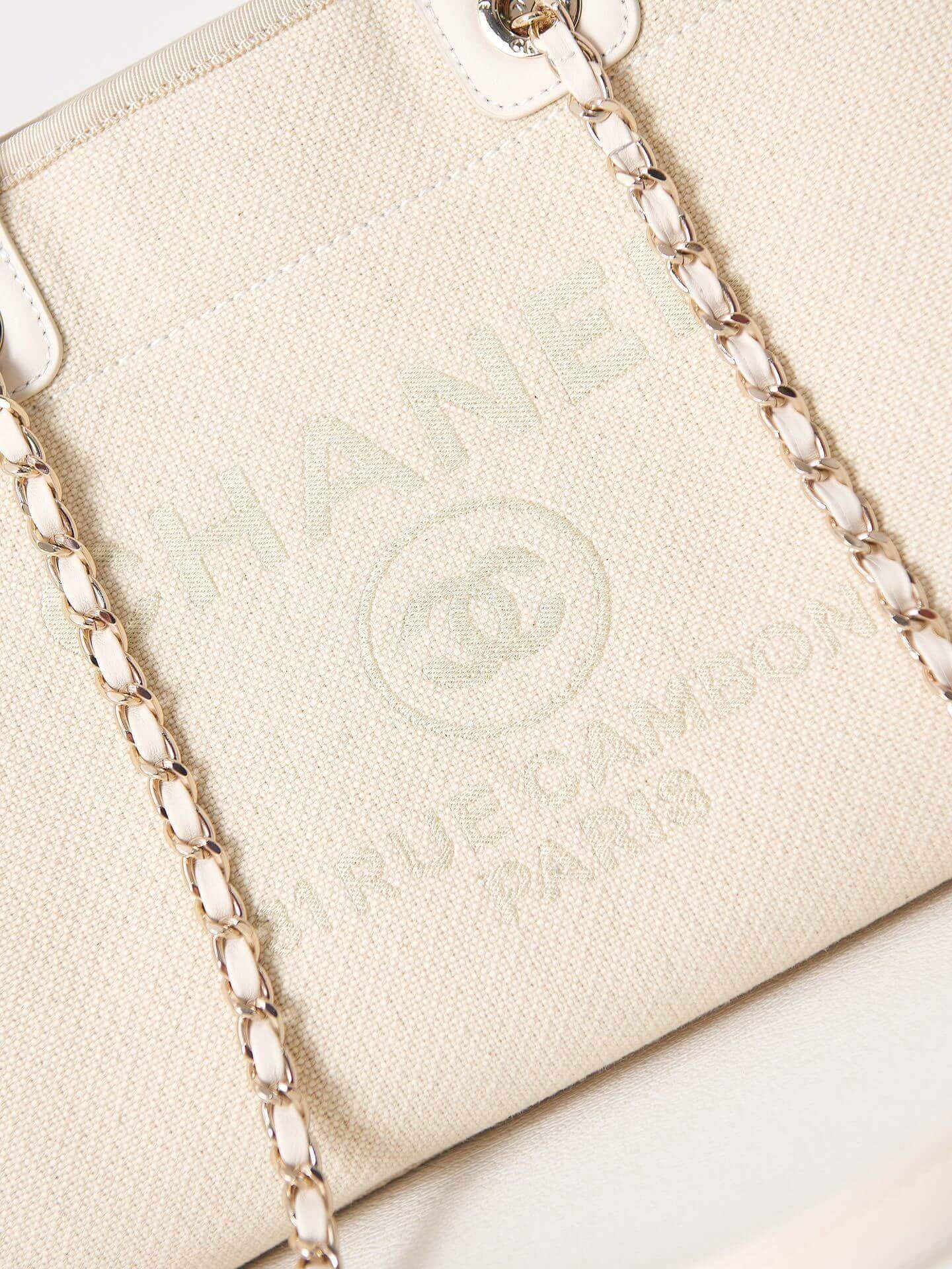 Chanel Deauville Tote Canvas Small Shoulder HandBag - Image 30