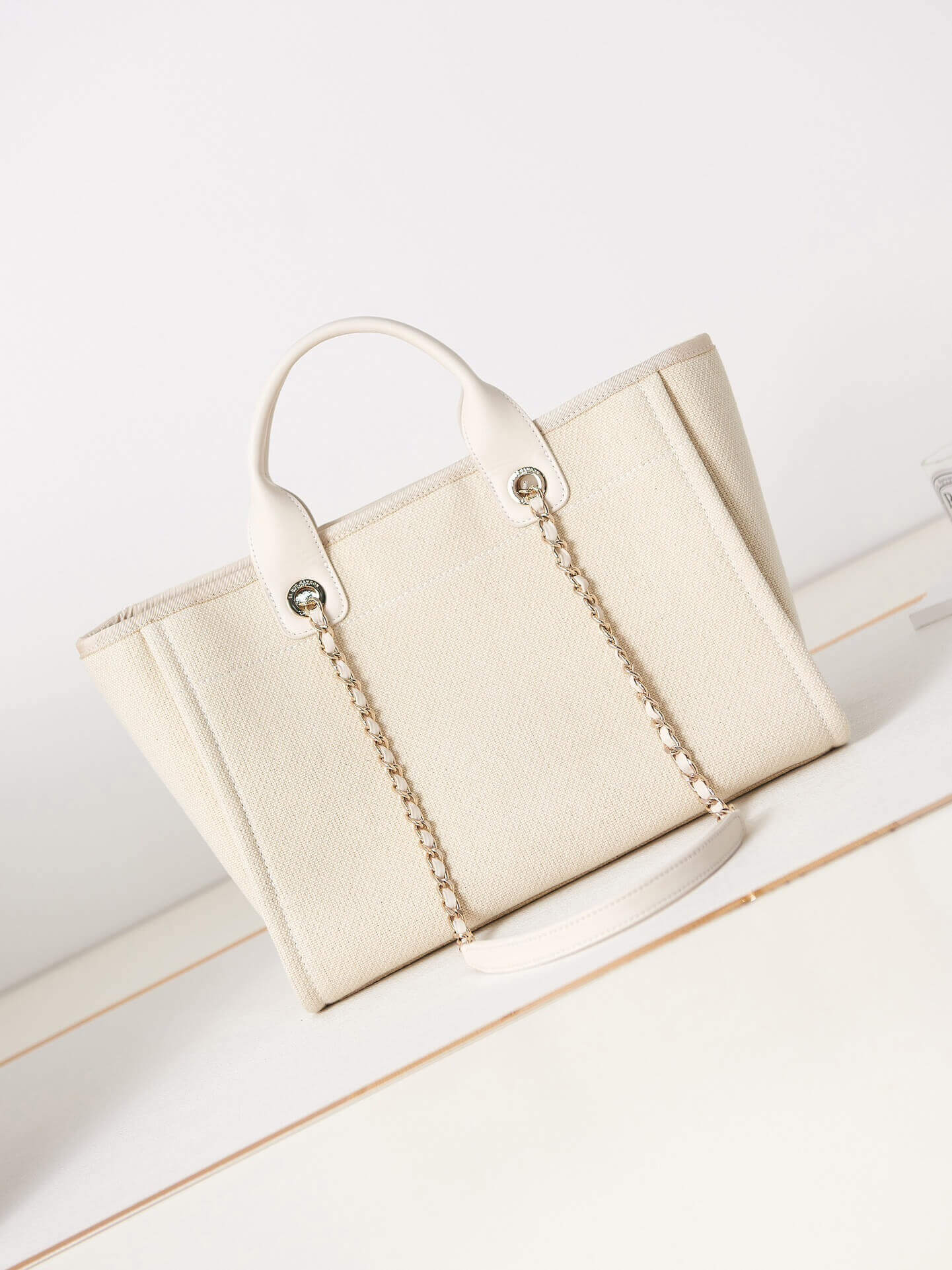 Chanel Deauville Tote Canvas Small Shoulder HandBag - Image 27