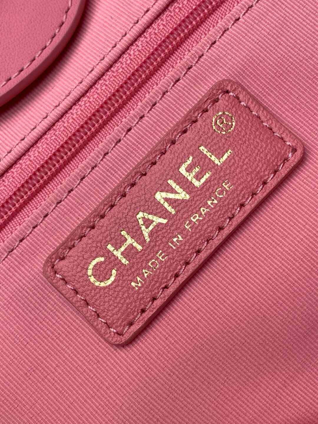 Chanel Deauville Tote Raffia Crochet Medium Shoulder Handbag Beige/Light Pink - Black - Image 4