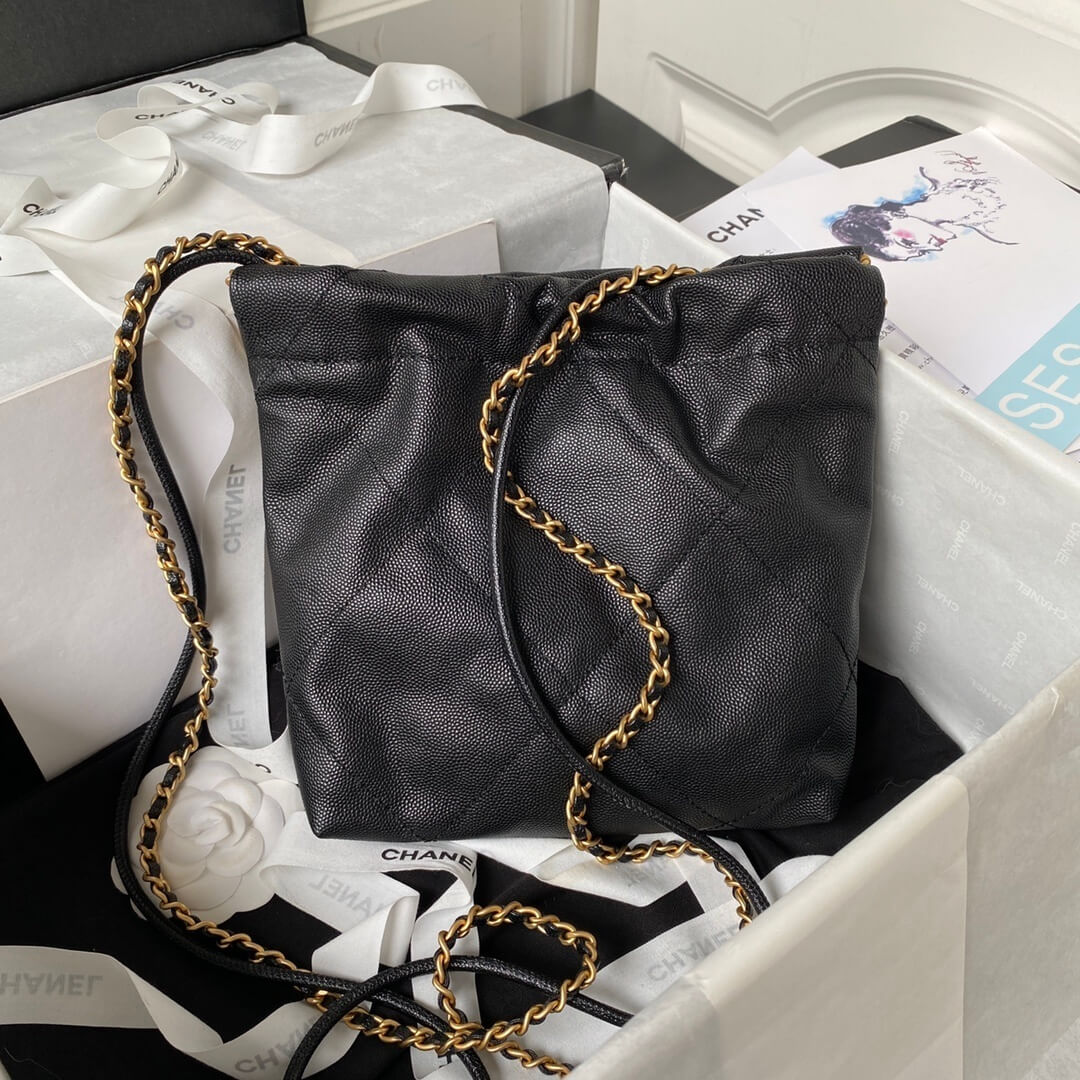 Chanel Mini 22 Shiny Grained Calfskin Caviar Leather Shoulder Handbag - Image 29