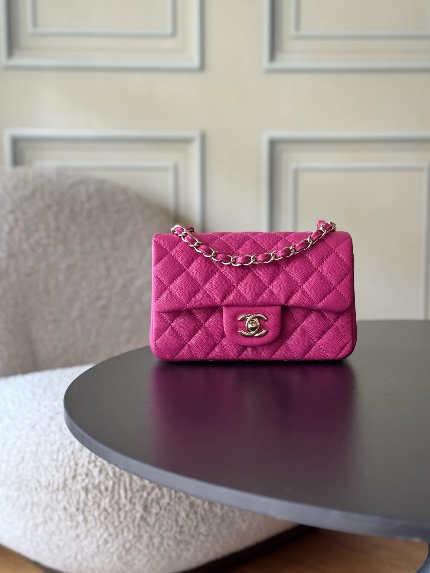 Chanel Mini Classic Flap Quilted Caviar Leather Shoulder Handbag - Image 33