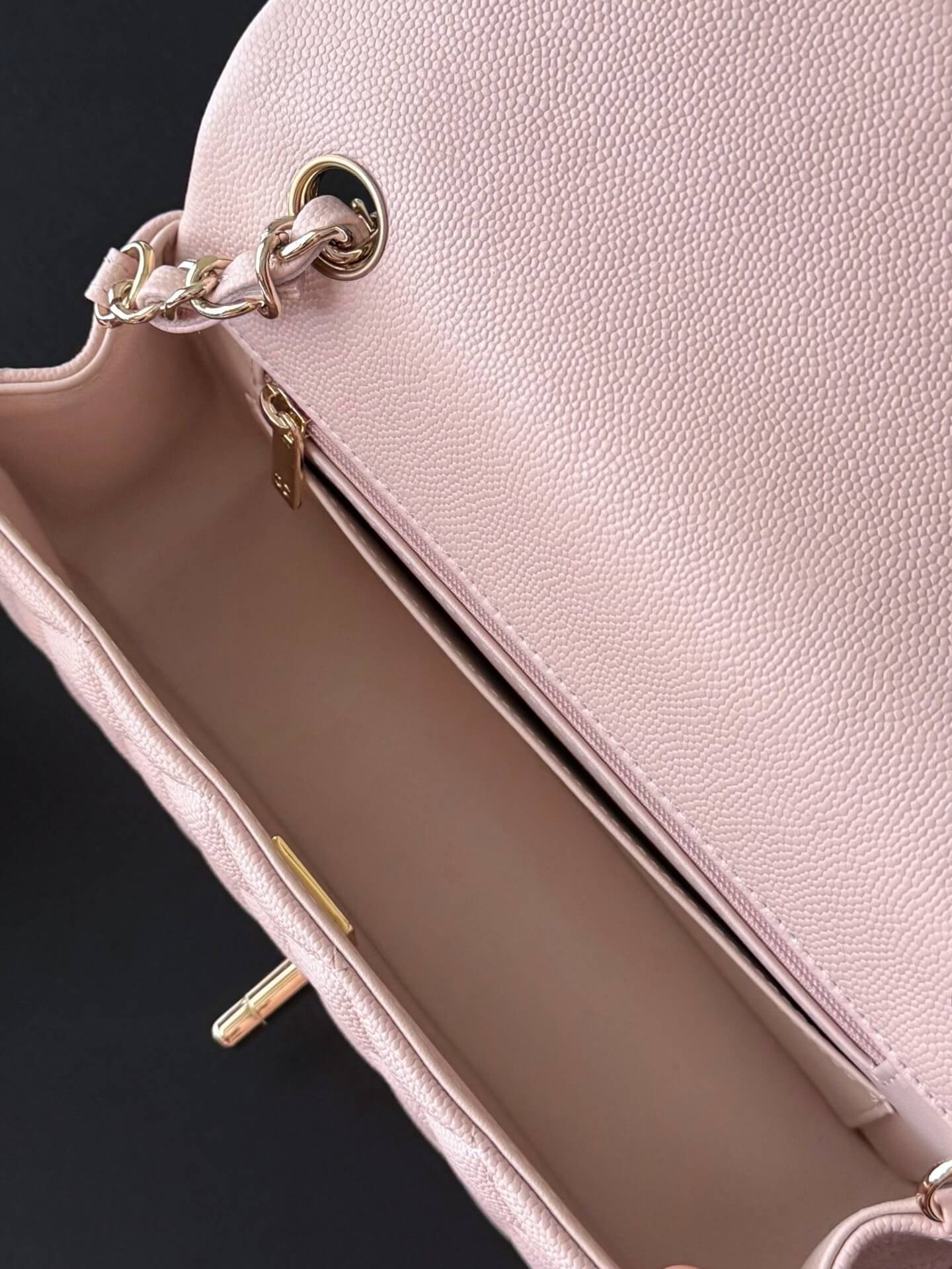 Chanel Mini Classic Flap Quilted Caviar Leather Shoulder Handbag - Image 12