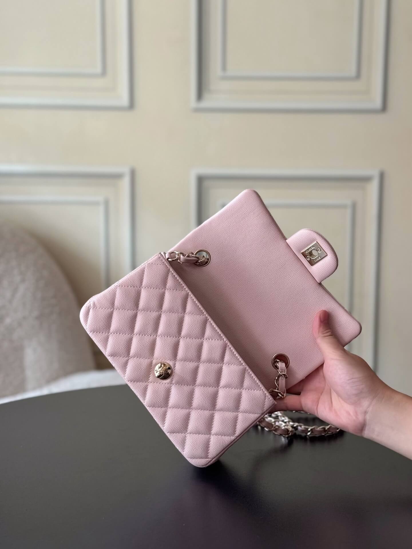 Chanel Mini Classic Flap Quilted Caviar Leather Shoulder Handbag - Image 11