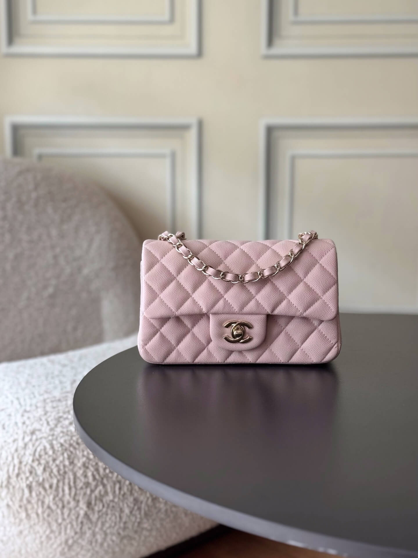 Chanel Mini Classic Flap Quilted Caviar Leather Shoulder Handbag - Image 9