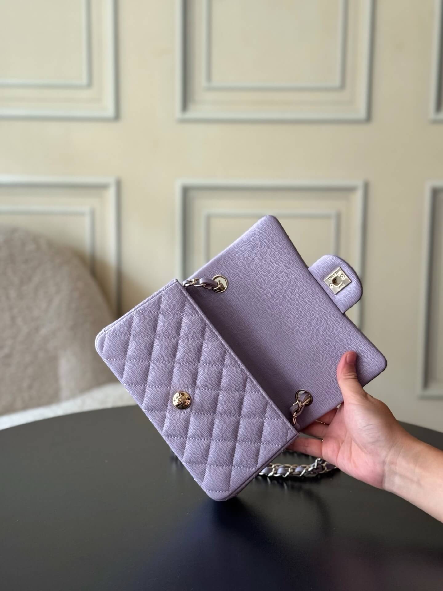 Chanel Mini Classic Flap Quilted Caviar Leather Shoulder Handbag - Image 3