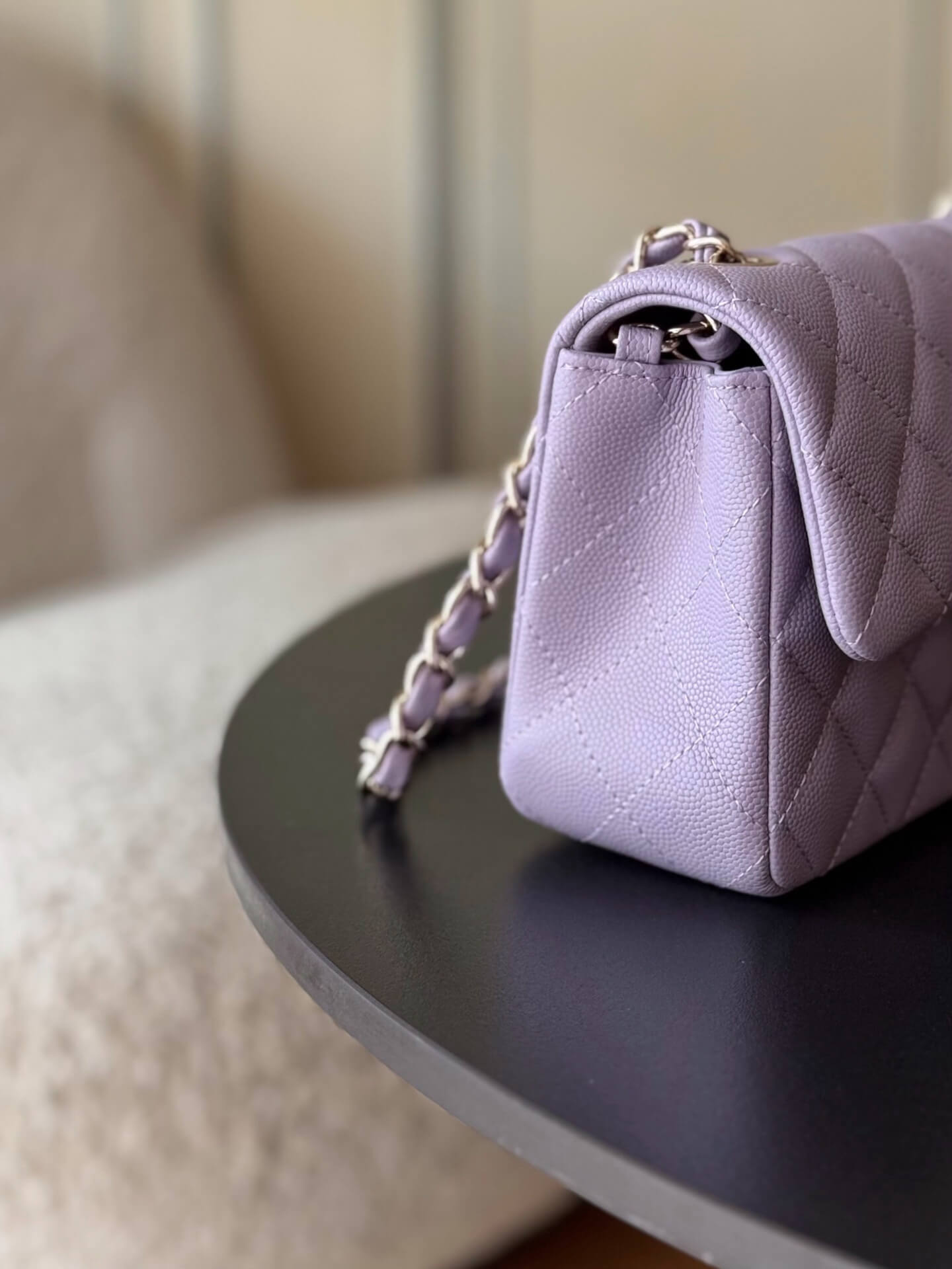 Chanel Mini Classic Flap Quilted Caviar Leather Shoulder Handbag - Image 7