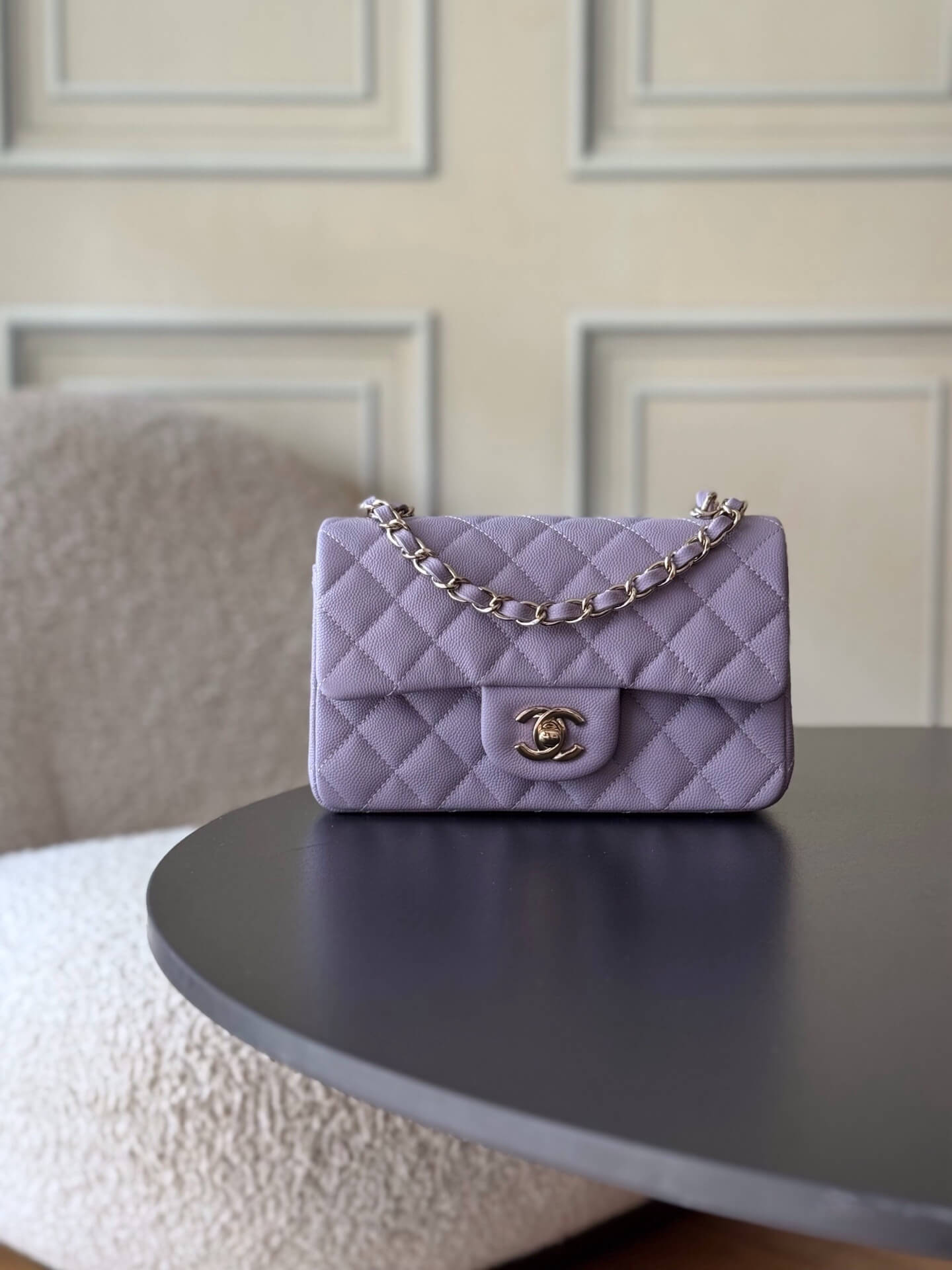 Chanel Mini Classic Flap Quilted Caviar Leather Shoulder Handbag