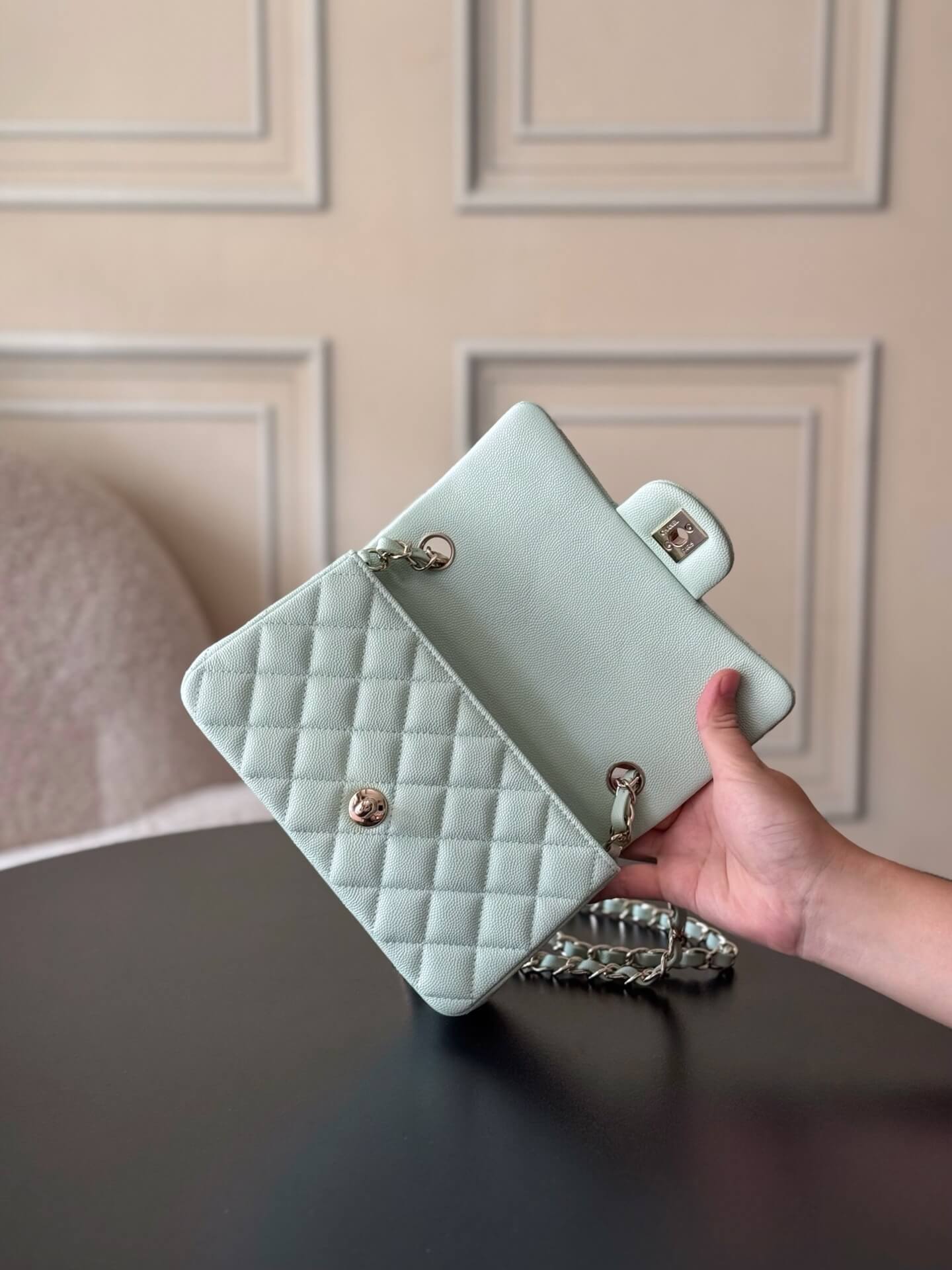 Chanel Mini Classic Flap Quilted Caviar Leather Shoulder Handbag - Image 19