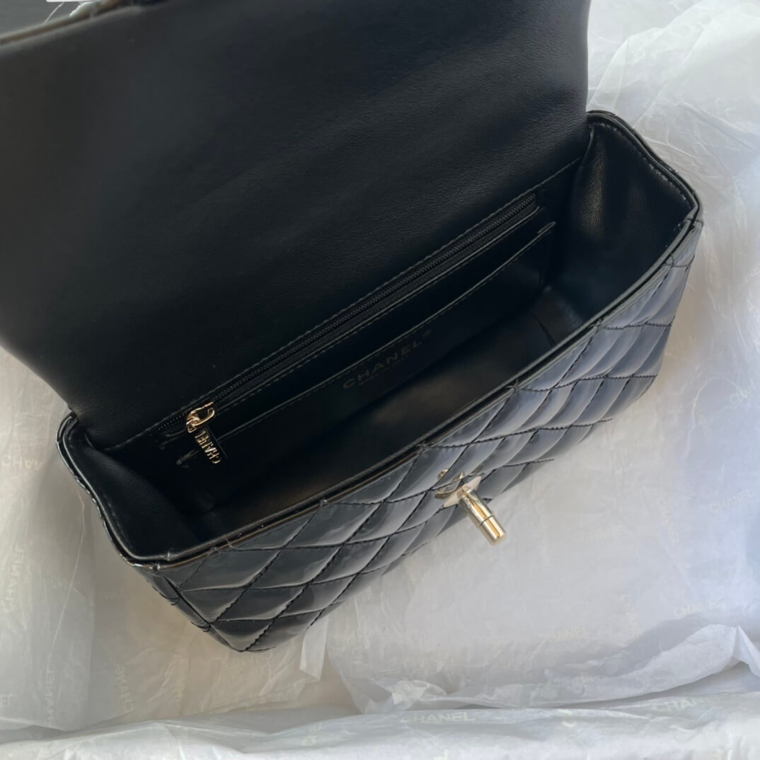 Chanel Mini Flap Top Handle Patent Leather Shoulder Crossbody Handbag - Image 58