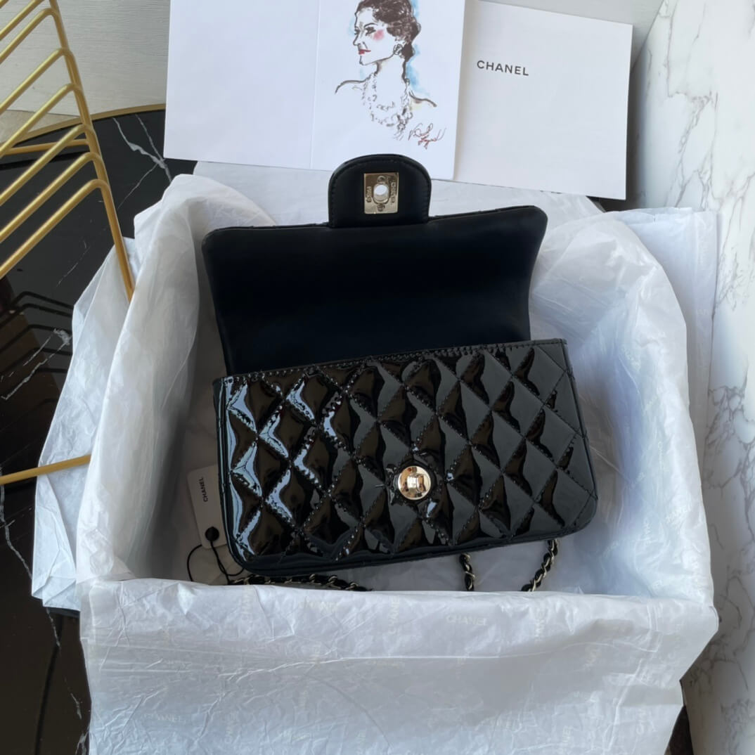 Chanel Mini Flap Top Handle Patent Leather Shoulder Crossbody Handbag - Image 57