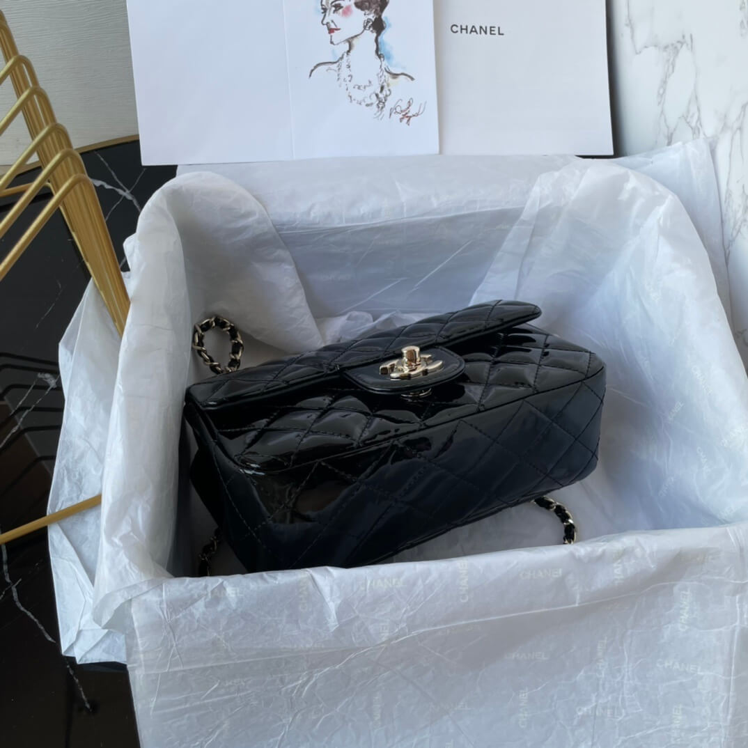 Chanel Mini Flap Top Handle Patent Leather Shoulder Crossbody Handbag - Image 63