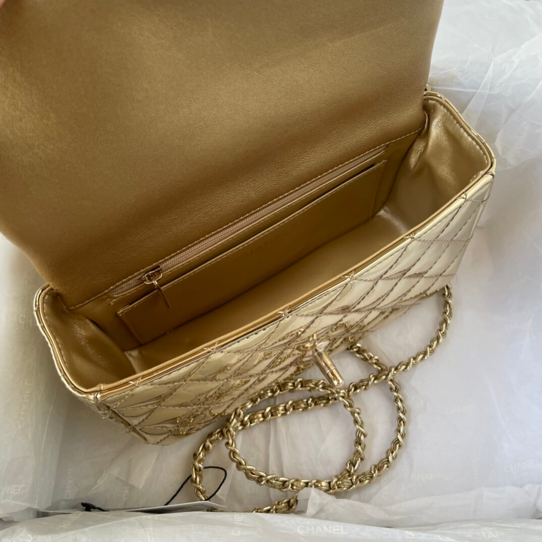 Chanel Mini Flap Top Handle Patent Leather Shoulder Crossbody Handbag - Image 48