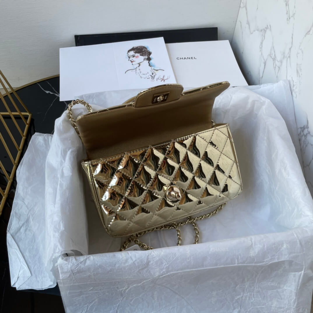 Chanel Mini Flap Top Handle Patent Leather Shoulder Crossbody Handbag - Image 51