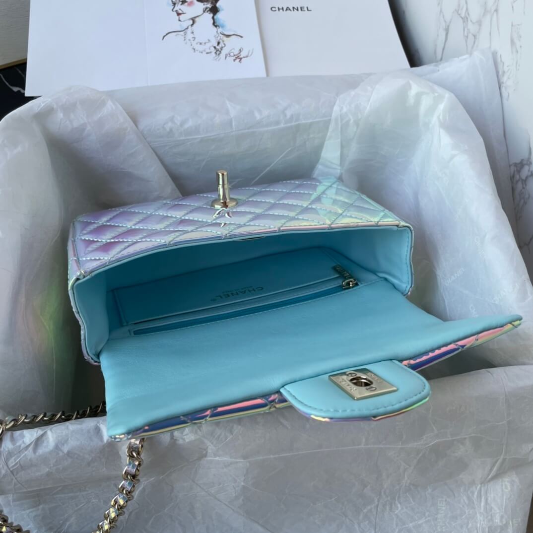 Chanel Mini Flap Top Handle Patent Leather Shoulder Crossbody Handbag - Image 4