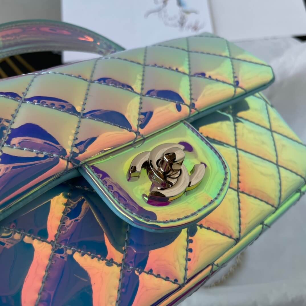 Chanel Mini Flap Top Handle Patent Leather Shoulder Crossbody Handbag - Image 7