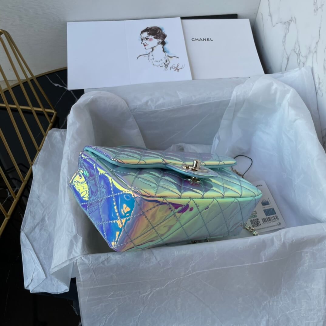 Chanel Mini Flap Top Handle Patent Leather Shoulder Crossbody Handbag - Image 9