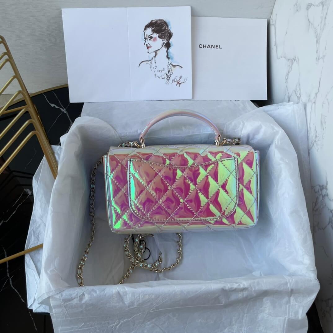 Chanel Mini Flap Top Handle Patent Leather Shoulder Crossbody Handbag - Image 11