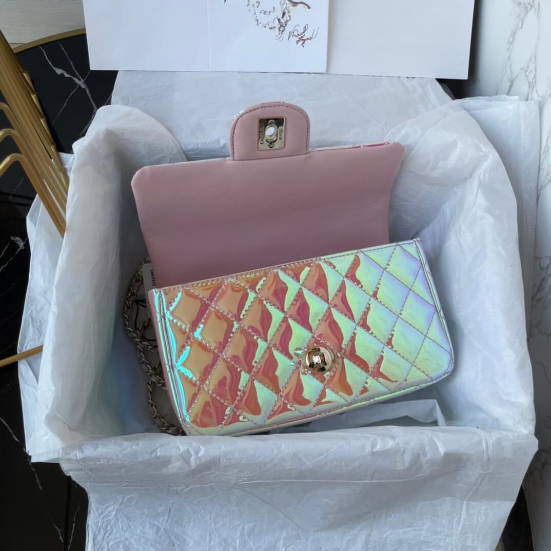 Chanel Mini Flap Top Handle Patent Leather Shoulder Crossbody Handbag - Image 12