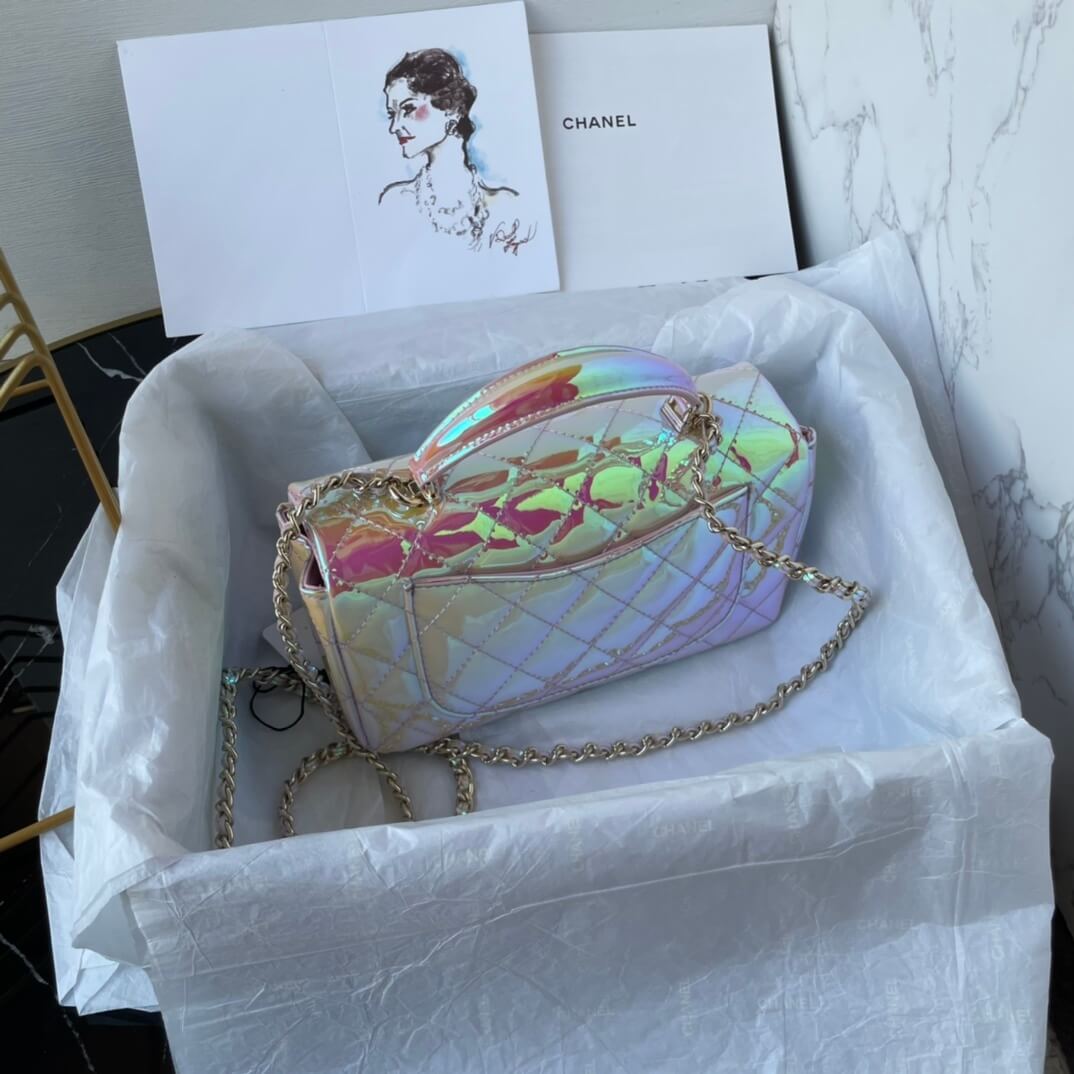 Chanel Mini Flap Top Handle Patent Leather Shoulder Crossbody Handbag - Image 16