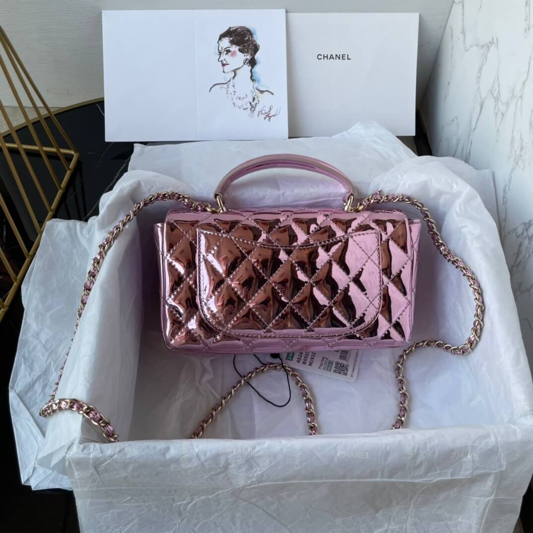 Chanel Mini Flap Top Handle Patent Leather Shoulder Crossbody Handbag - Image 29