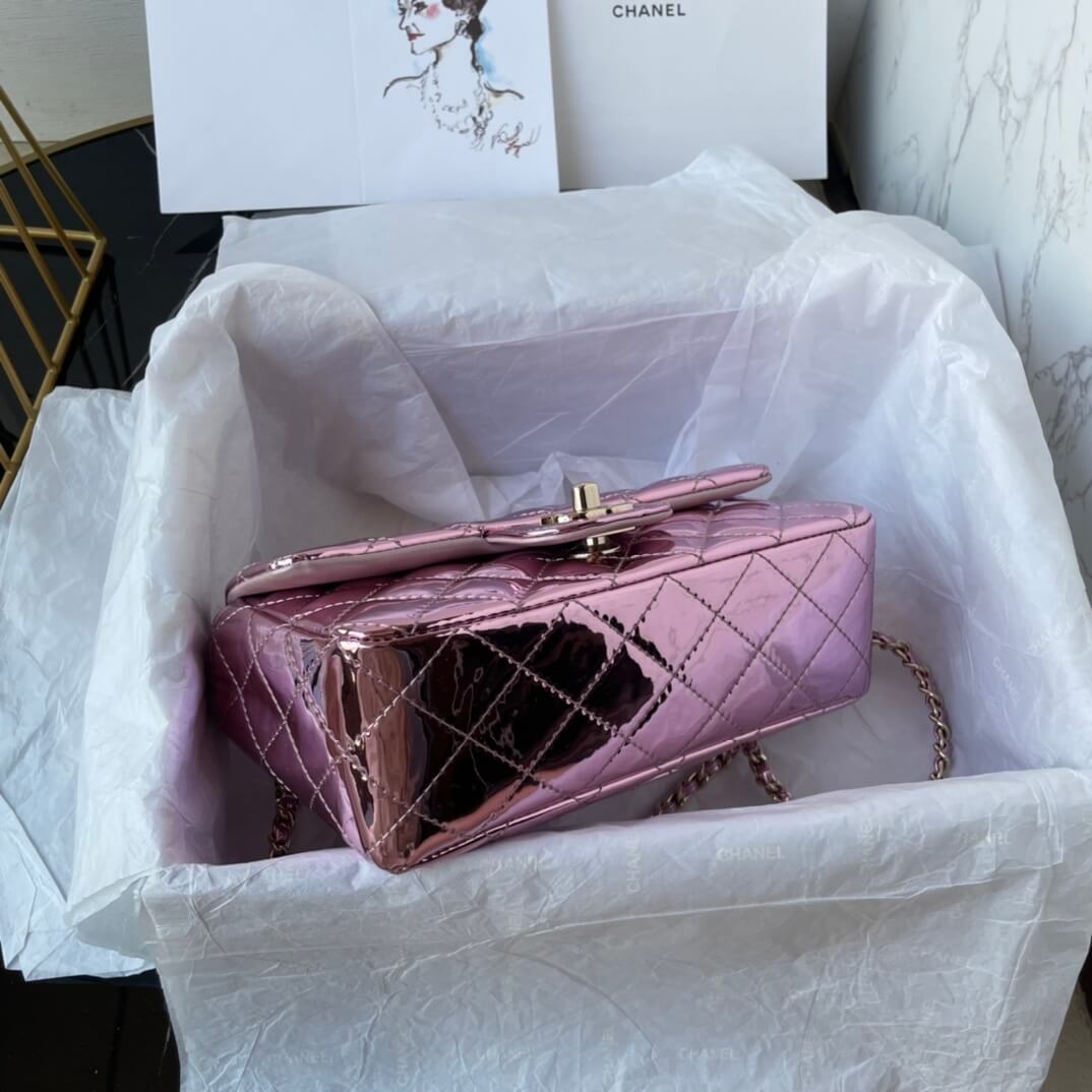 Chanel Mini Flap Top Handle Patent Leather Shoulder Crossbody Handbag - Image 36