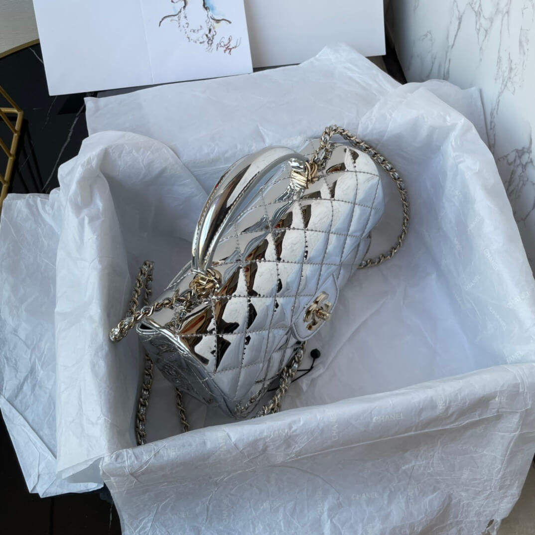 Chanel Mini Flap Top Handle Patent Leather Shoulder Crossbody Handbag - Image 43