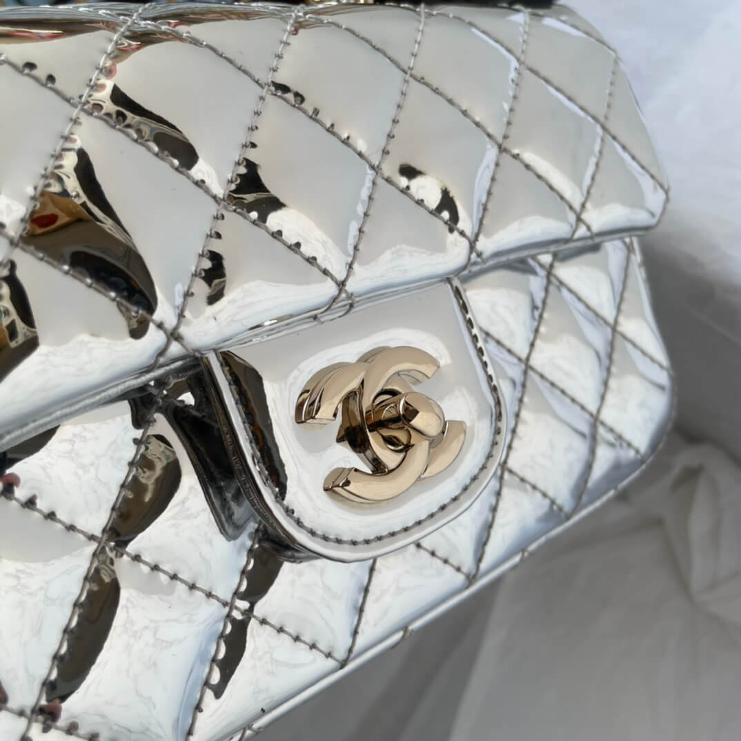 Chanel Mini Flap Top Handle Patent Leather Shoulder Crossbody Handbag - Image 42