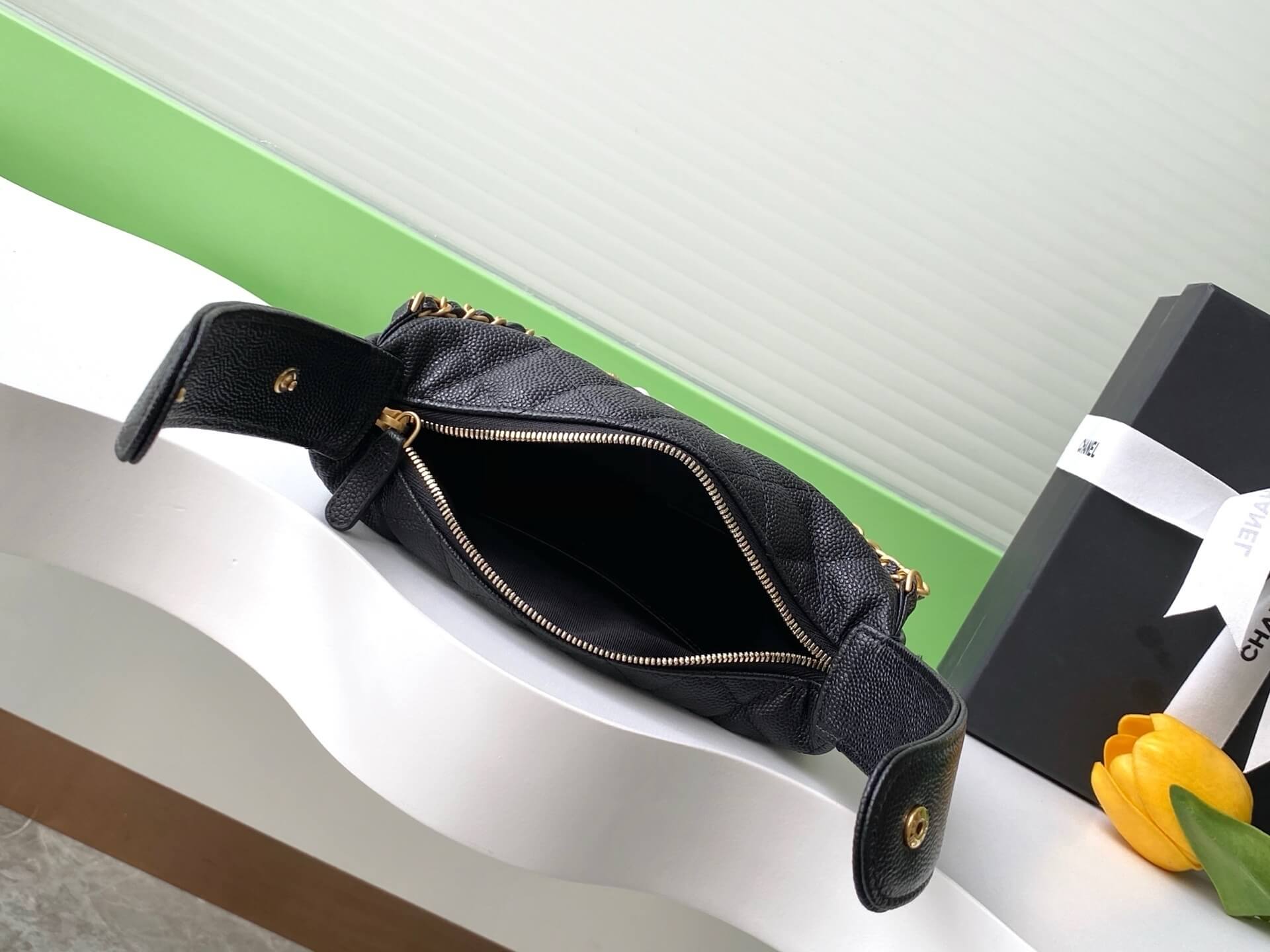 Chanel Pouch Mini Hobo Grained Calfskin Caviar Leather Handbag - Image 40