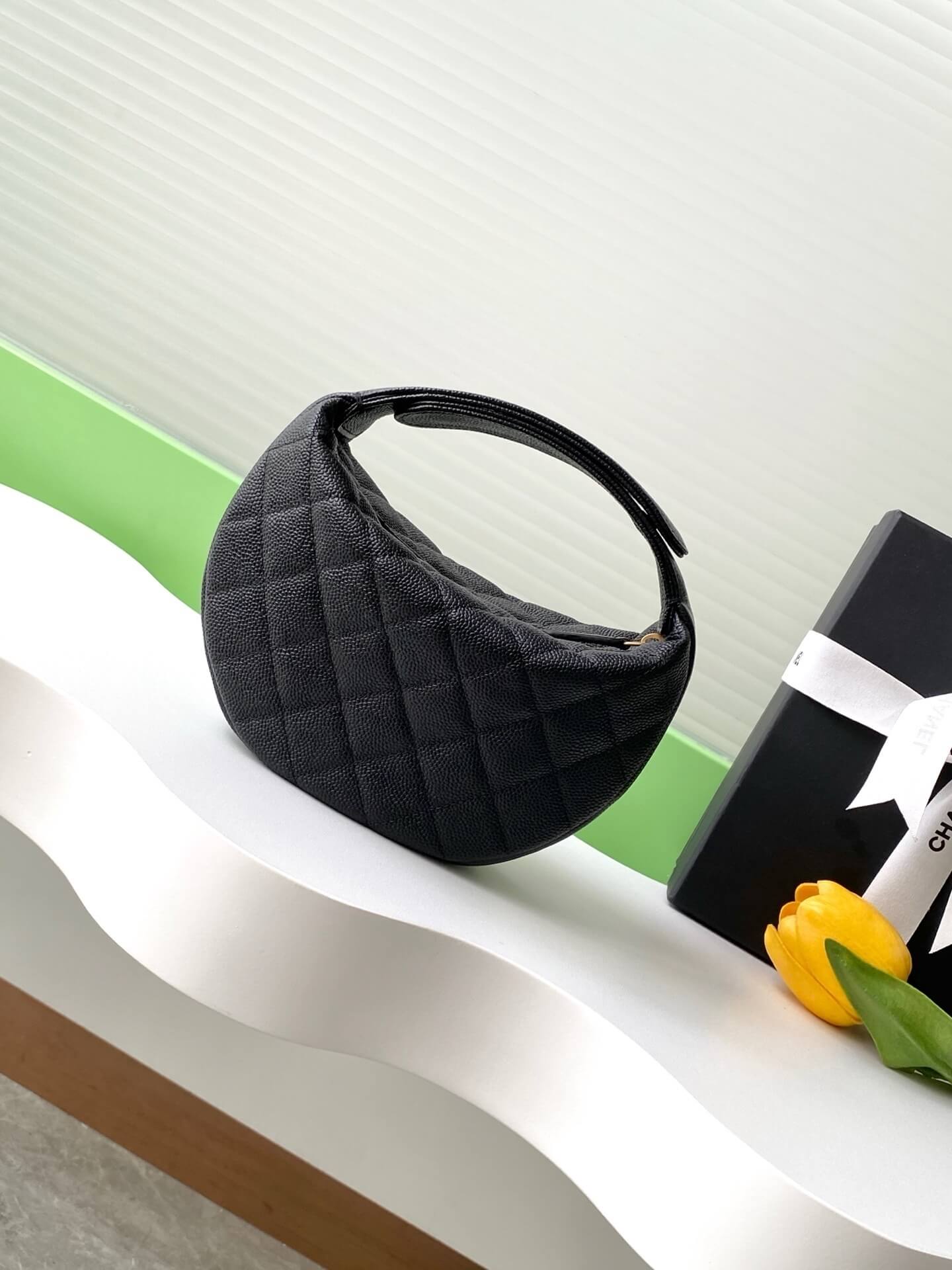 Chanel Pouch Mini Hobo Grained Calfskin Caviar Leather Handbag - Image 39