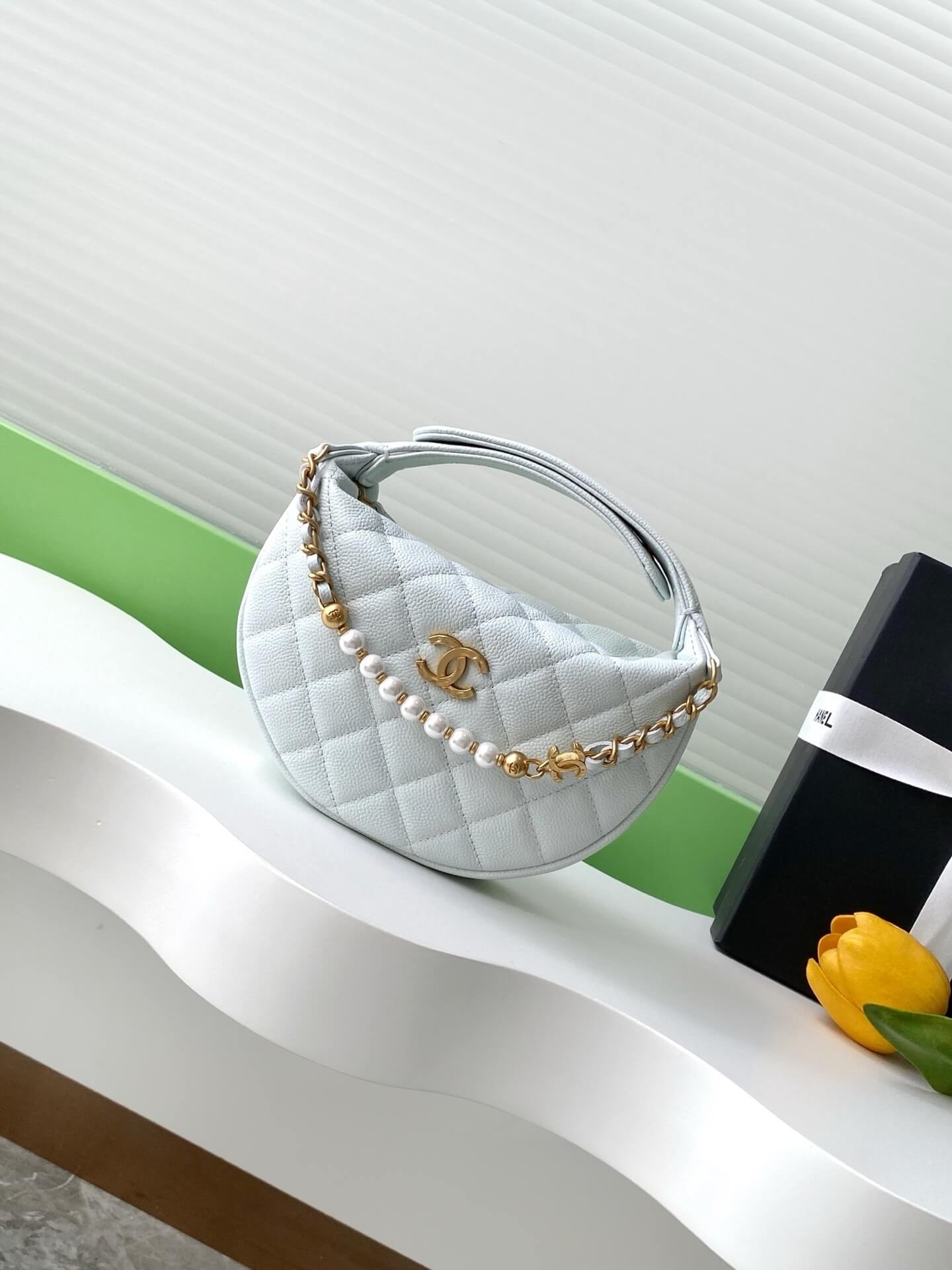 Chanel Pouch Mini Hobo Grained Calfskin Caviar Leather Handbag - Image 20