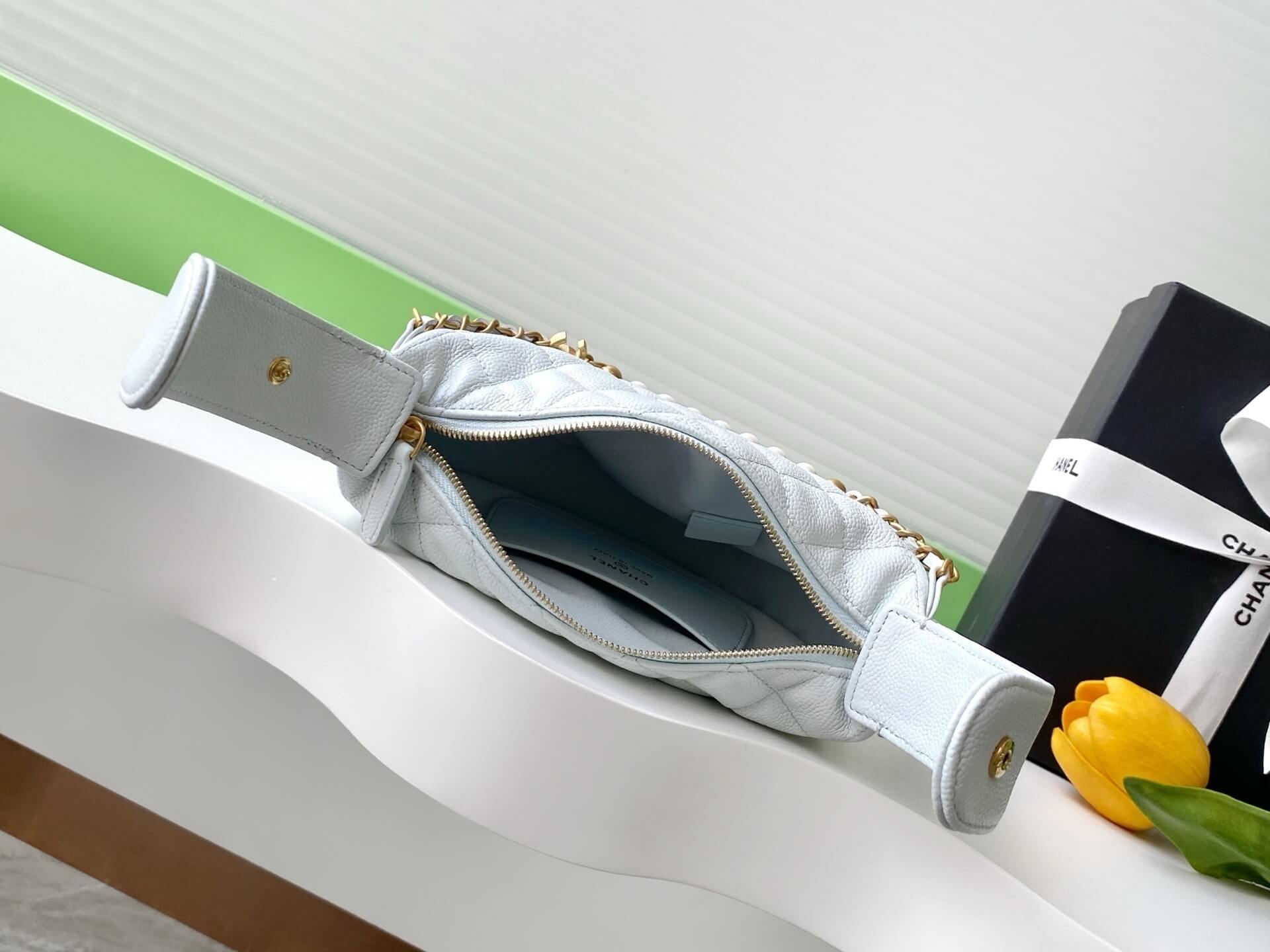 Chanel Pouch Mini Hobo Grained Calfskin Caviar Leather Handbag - Image 22