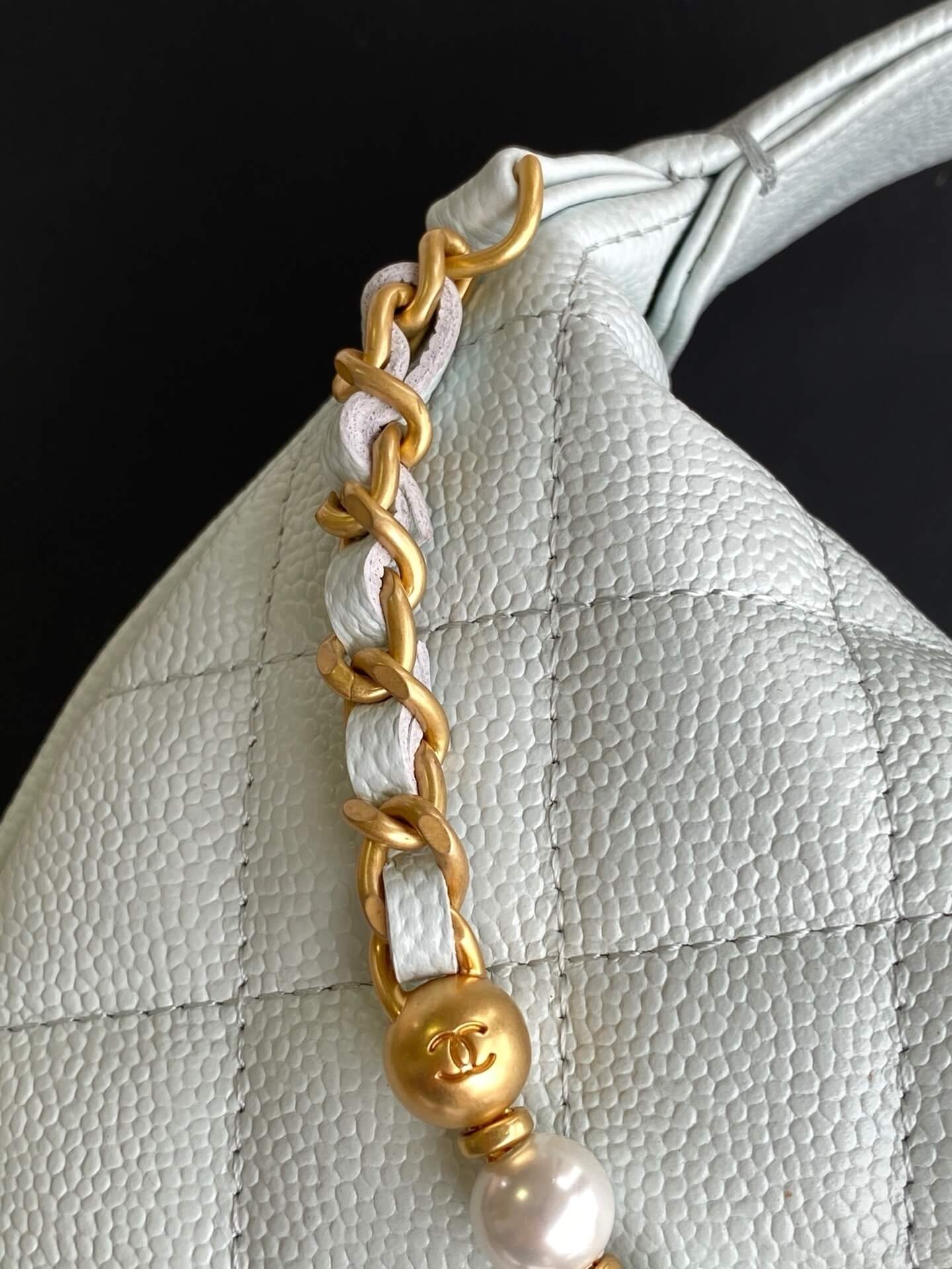 Chanel Pouch Mini Hobo Grained Calfskin Caviar Leather Handbag - Image 25