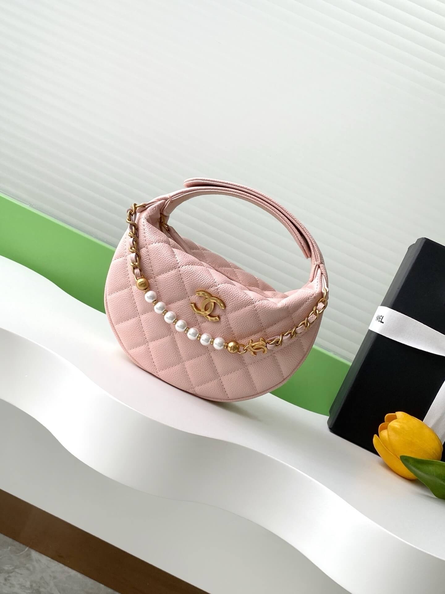 Chanel Pouch Mini Hobo Grained Calfskin Caviar Leather Handbag - Image 11