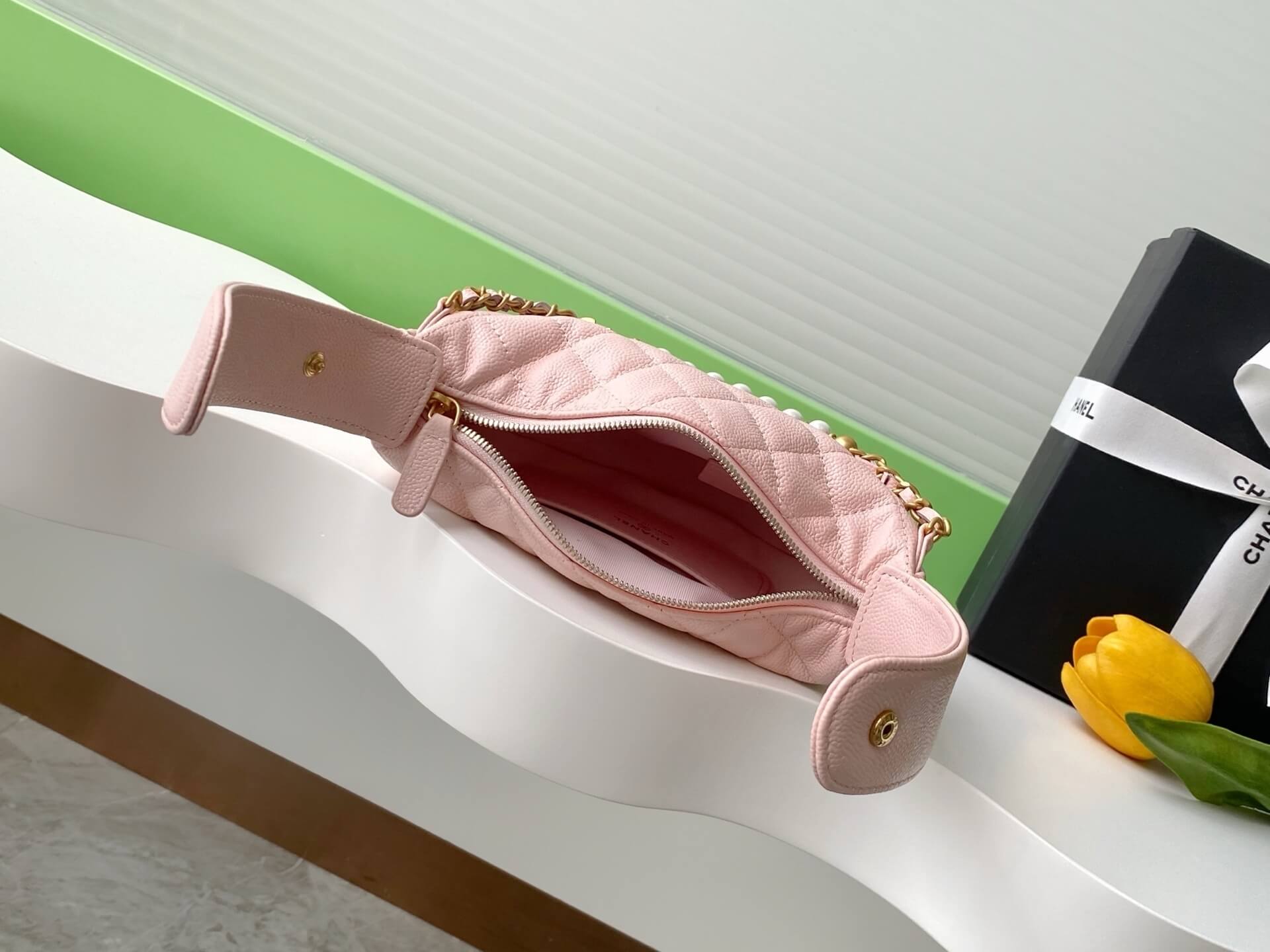 Chanel Pouch Mini Hobo Grained Calfskin Caviar Leather Handbag - Image 13