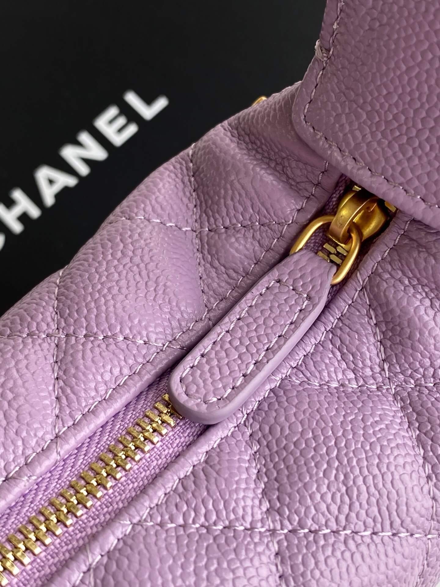 Chanel Pouch Mini Hobo Grained Calfskin Caviar Leather Handbag - Image 8