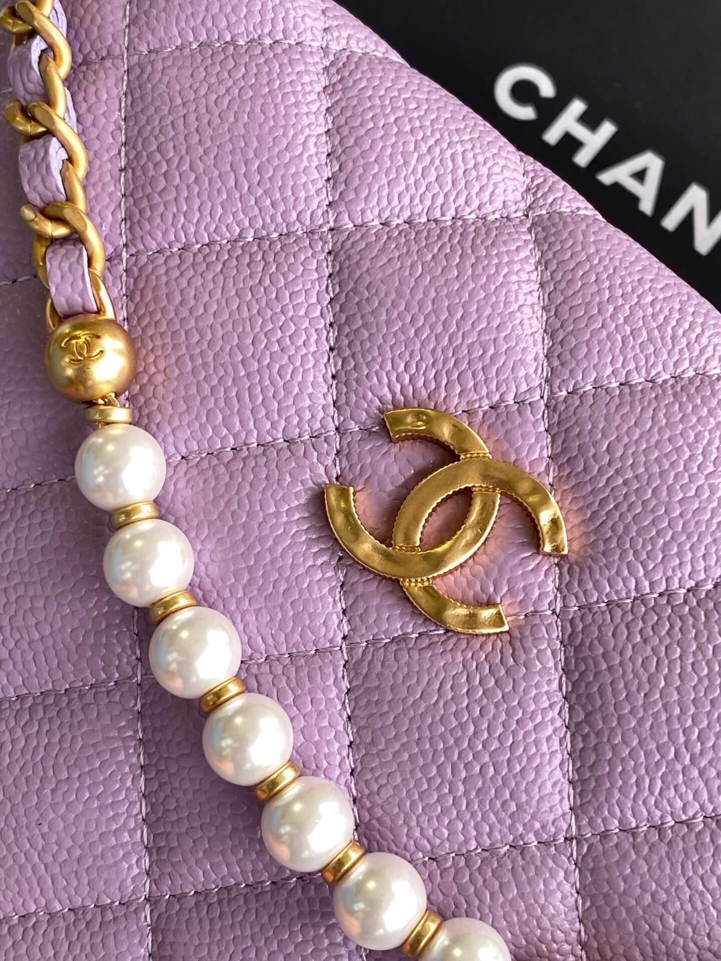 Chanel Pouch Mini Hobo Grained Calfskin Caviar Leather Handbag - Image 6