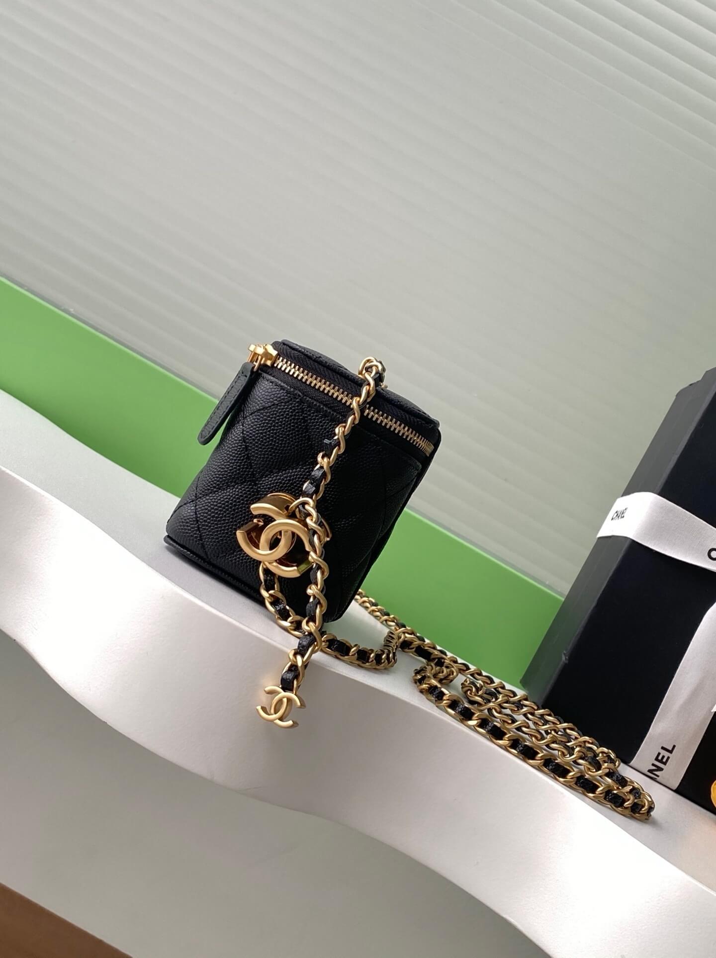 Chanel Quilted Top Handle Mini Vanity Case Caviar Leather Crossbody Bag - Image 14