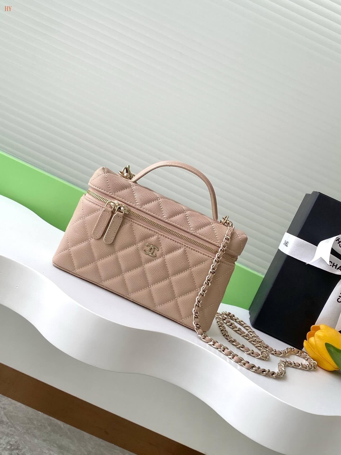 Chanel Quilted Top Handle Vanity Case Grained Calfskin Caviar Leather Crossbody Handbag - Image 63